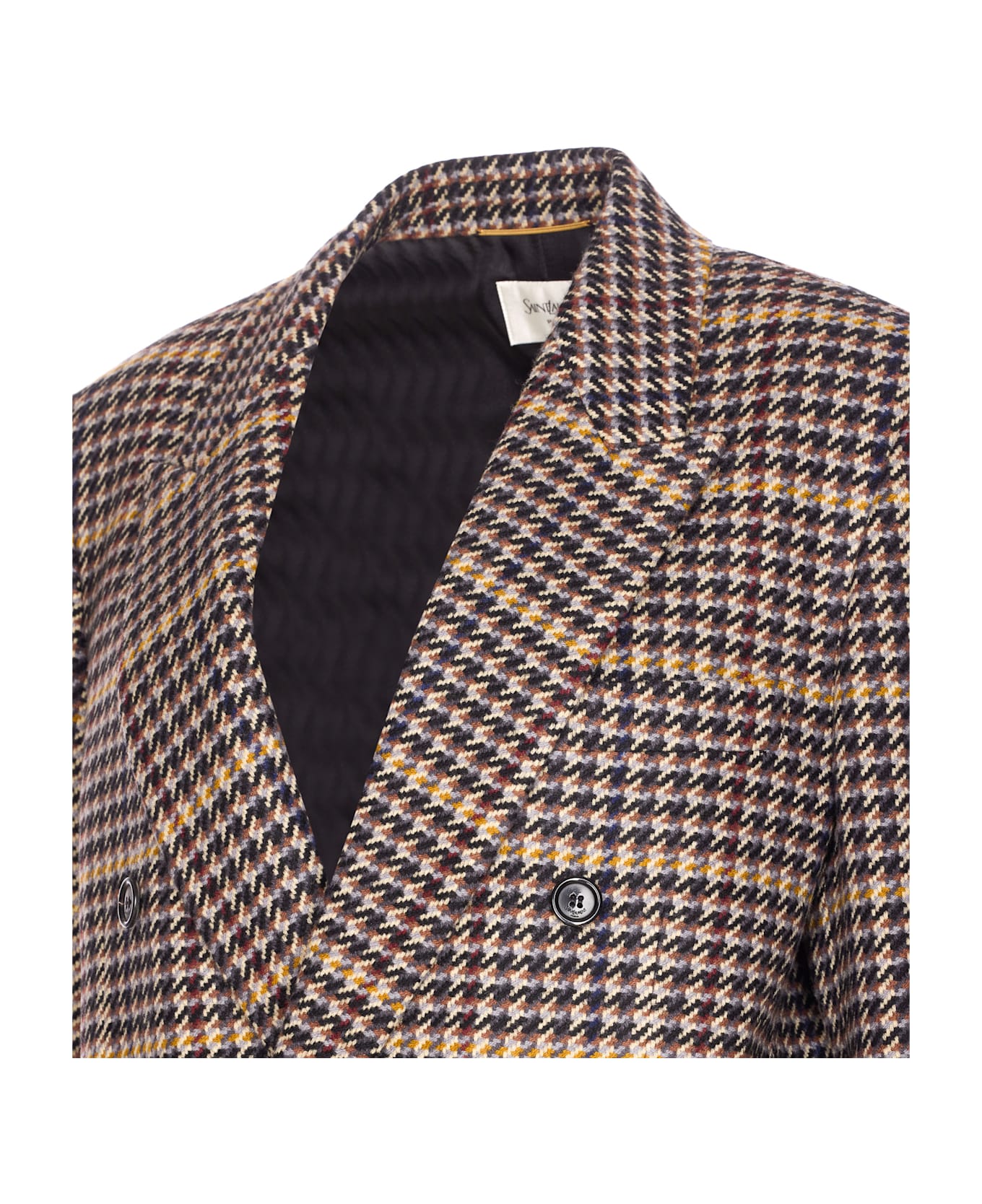 Saint Laurent Wool Check Jacket - Brown