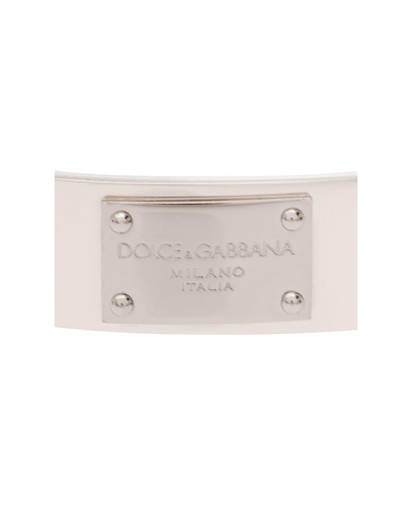 Dolce & Gabbana Bracelet With Logo Plaque - Metallic