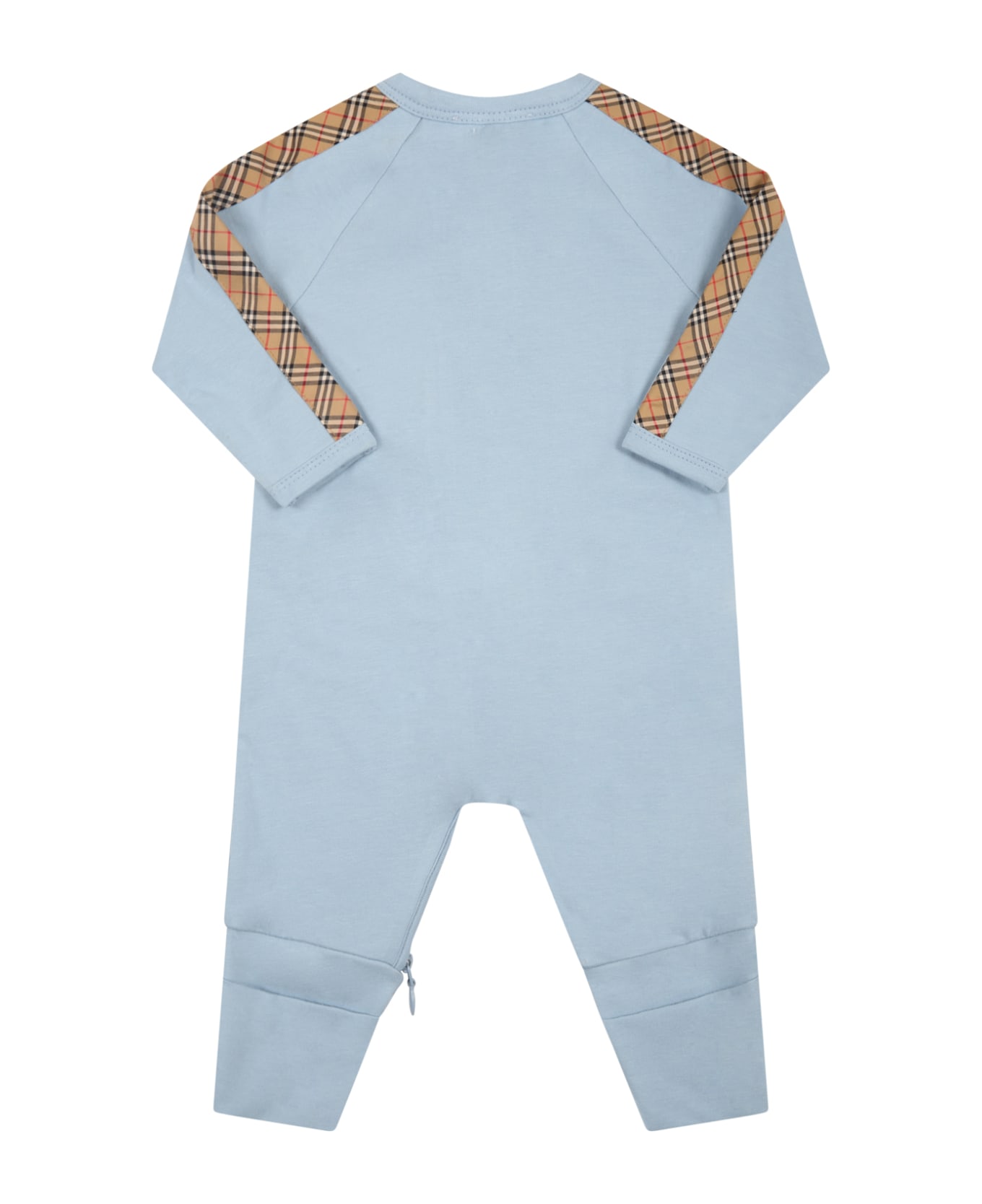 Burberry Light-blue Set For Babykids With Iconic Check Vintage - Light Blue ボディスーツ＆セットアップ