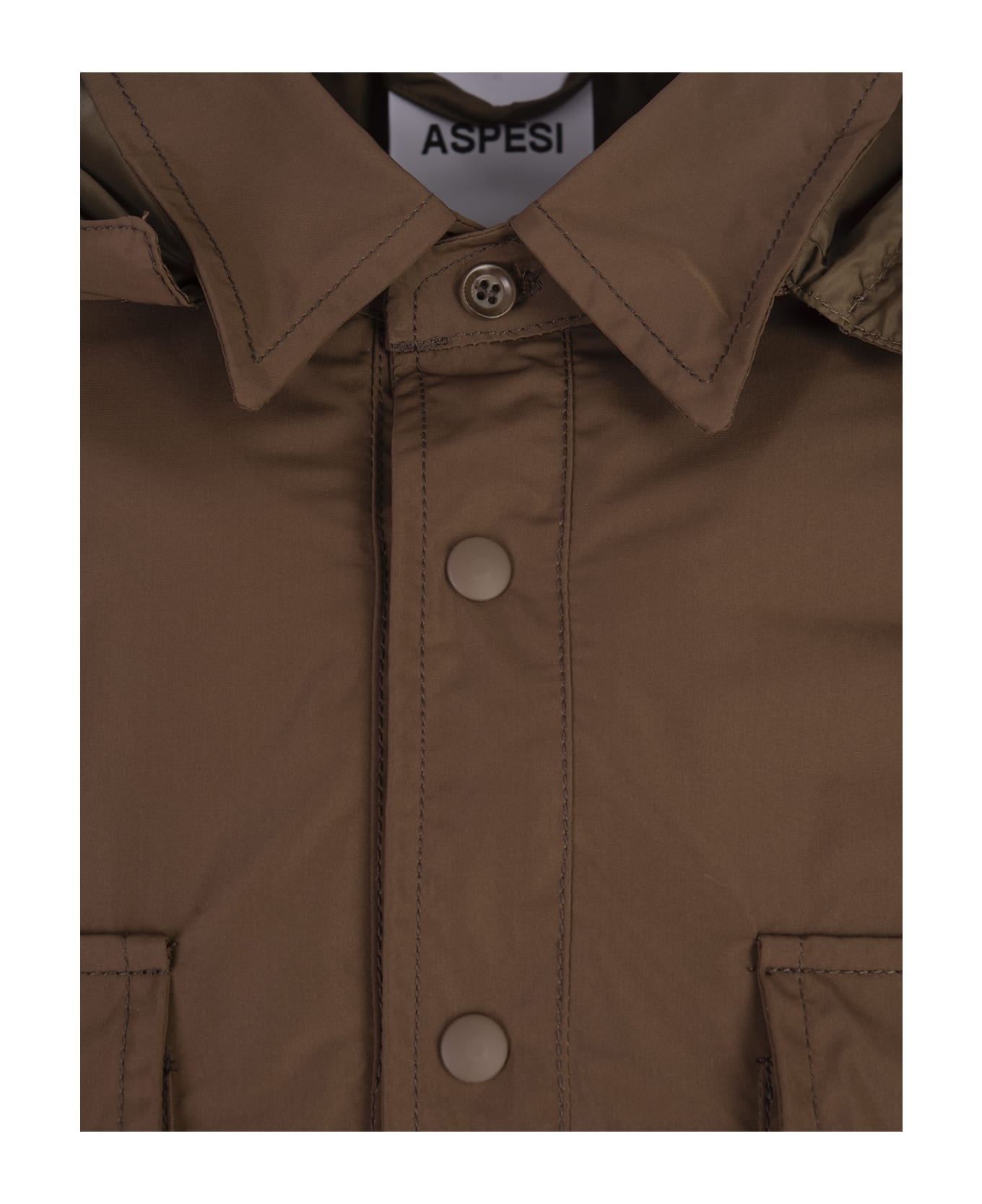 Aspesi Brown Hooded Shirt Jacket - Brown