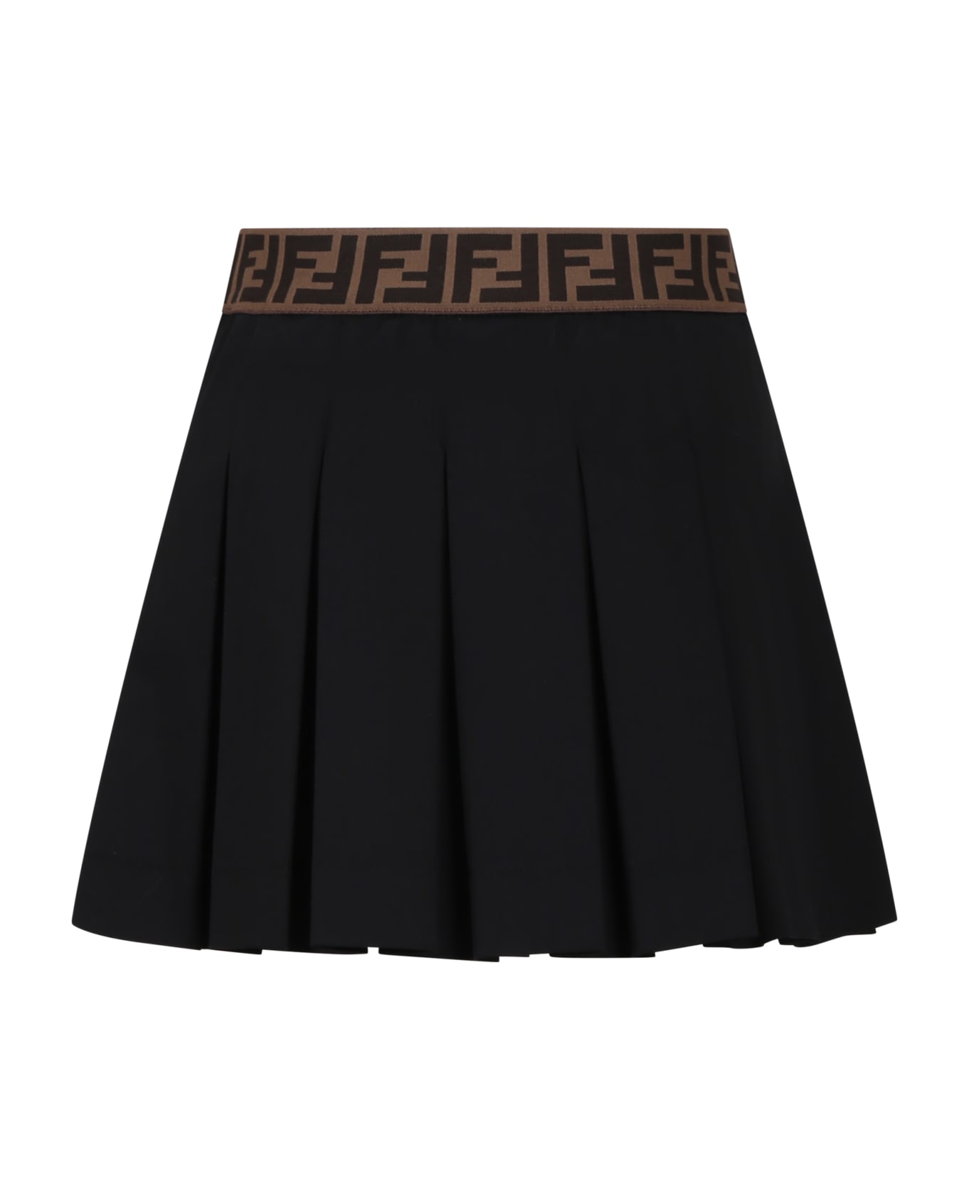 Fendi Black Casual Skirt For Girls With Baguette And Ff Logo - Black