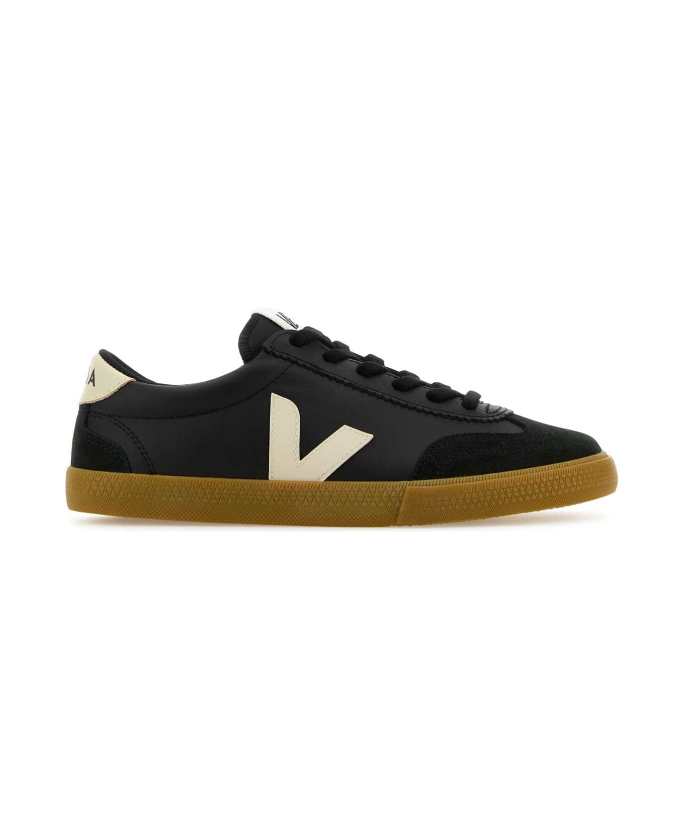 Veja Black Leather Volley O.t. Sneakers - BLACKPIERRE