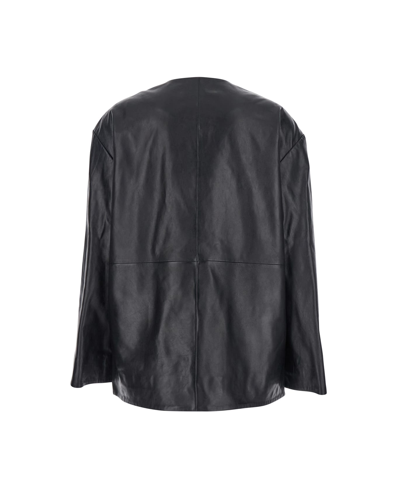 Róhe Black Jacket With Front Toggle Closure In Leather Woman - Black