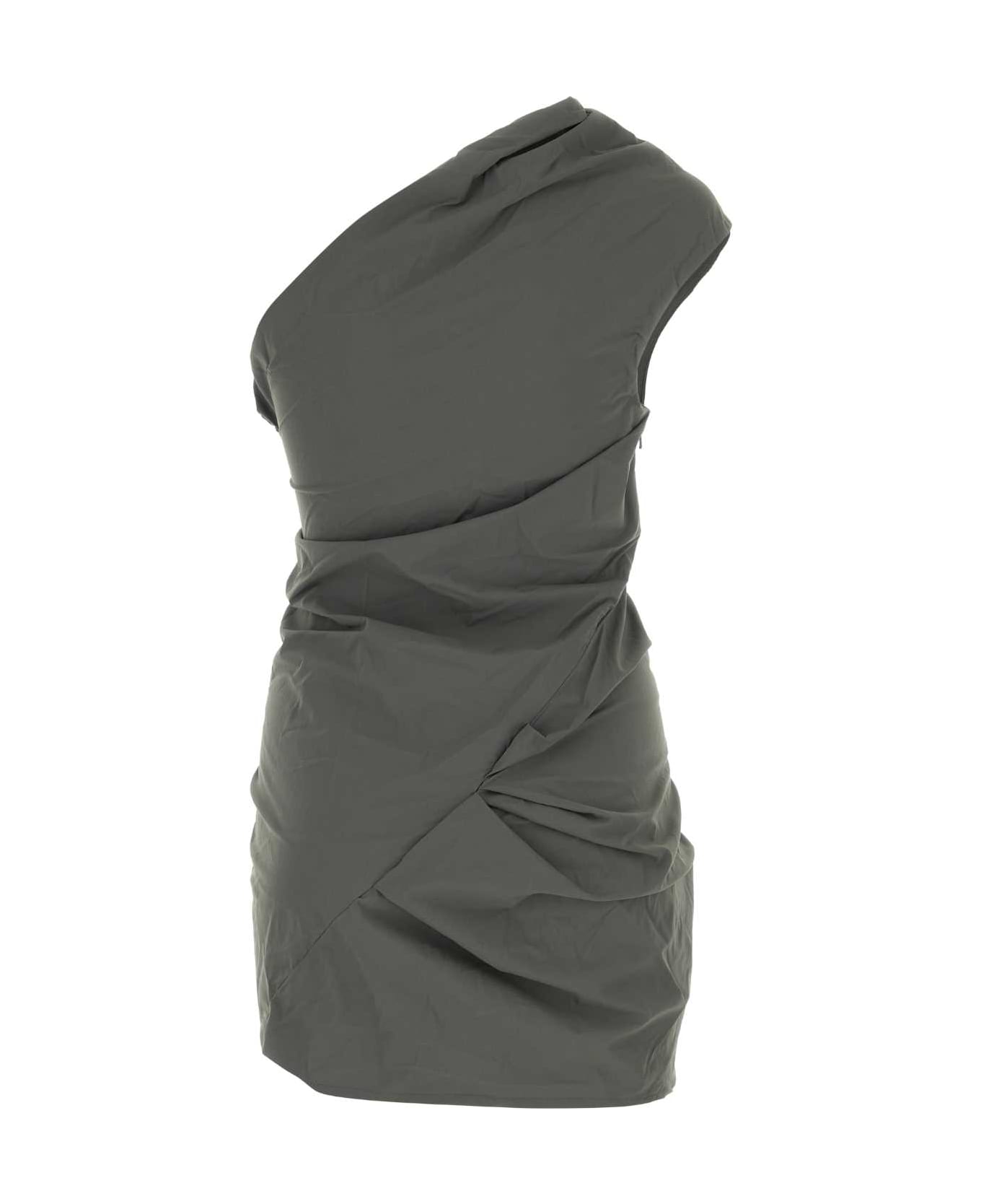 Entire Studios Dark Grey Nylon Stretch Mini Pillar One-shoulder Dress - ROCK