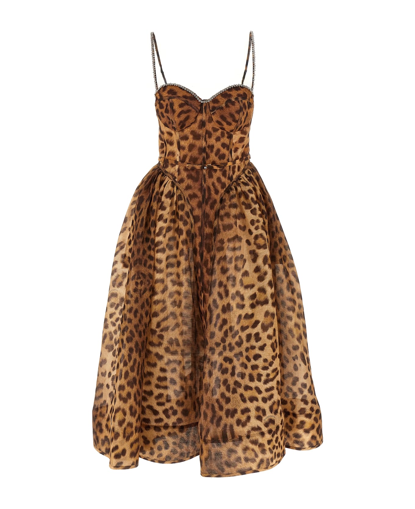 Zimmermann 
crush Panelled Midi
 Dress - Natural print