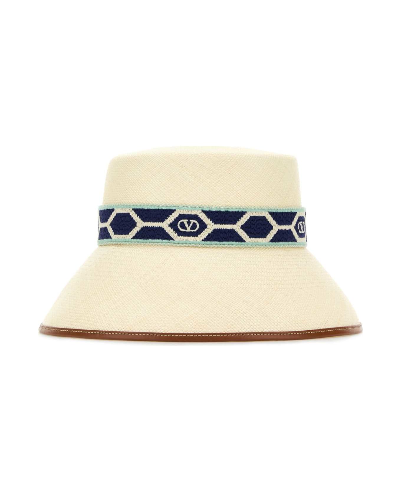 Valentino Garavani Straw Bucket Hat - NATSELLBLUAVORIOANTIQUE