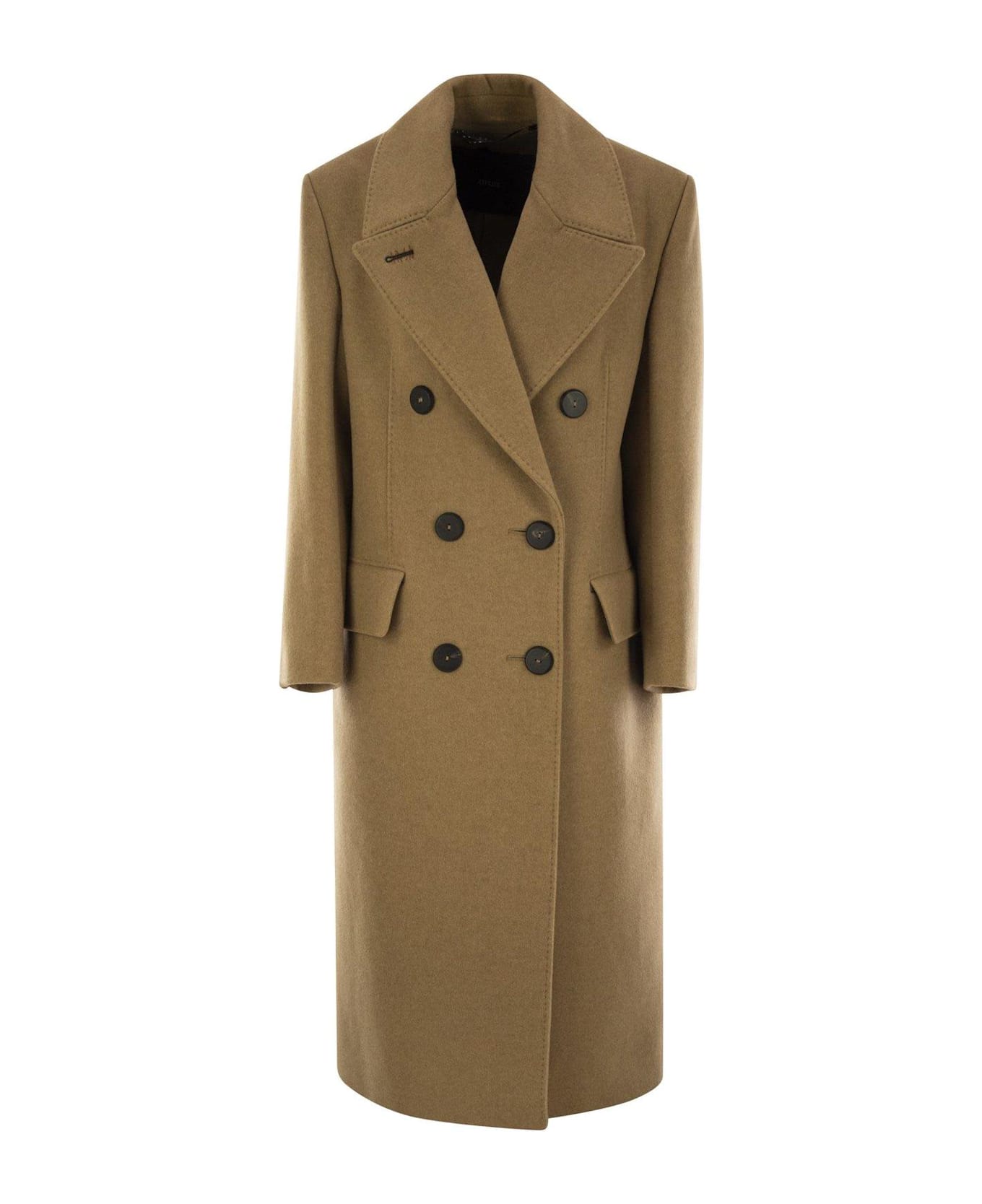 Max Mara Certo Double-breasted Long-sleeved Coat - Camel