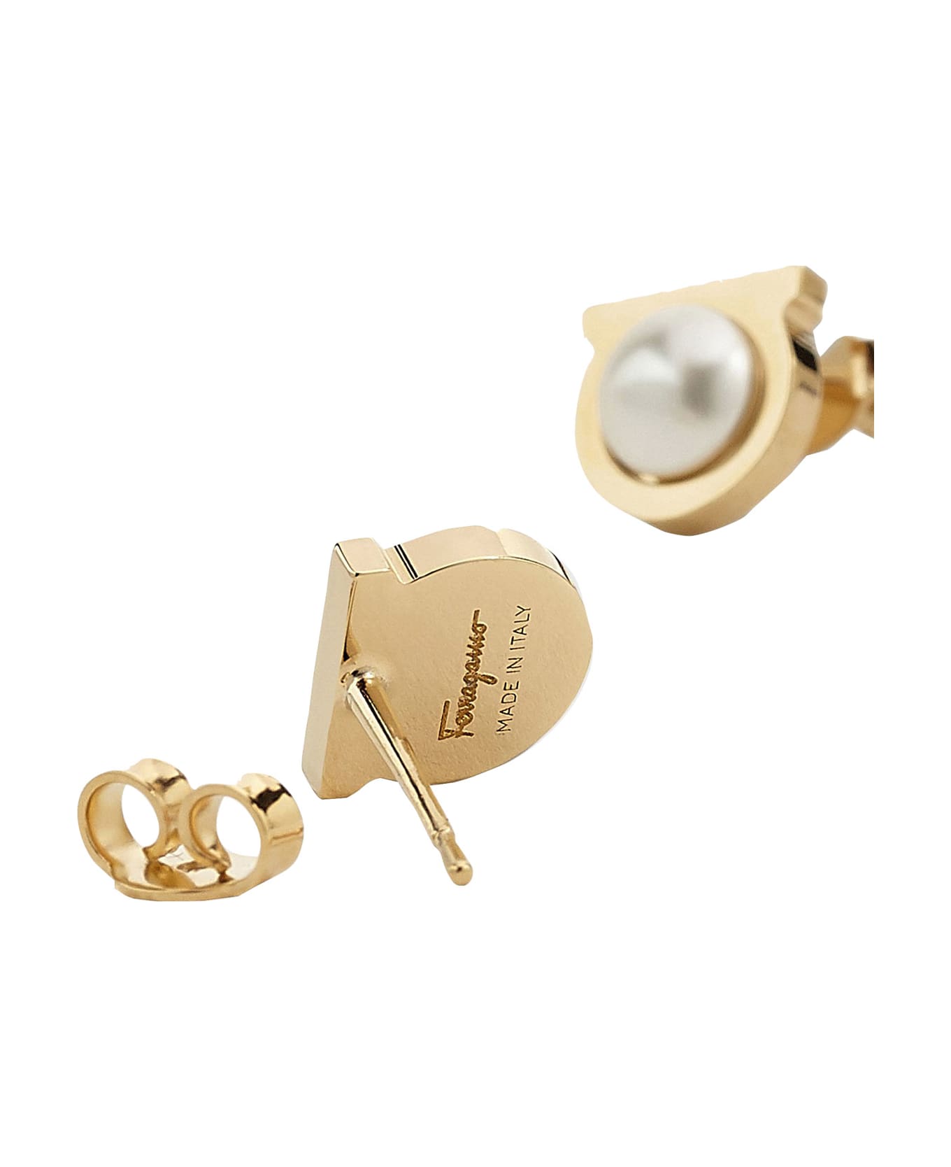 Ferragamo Gancini Pearl Earrings - Gold