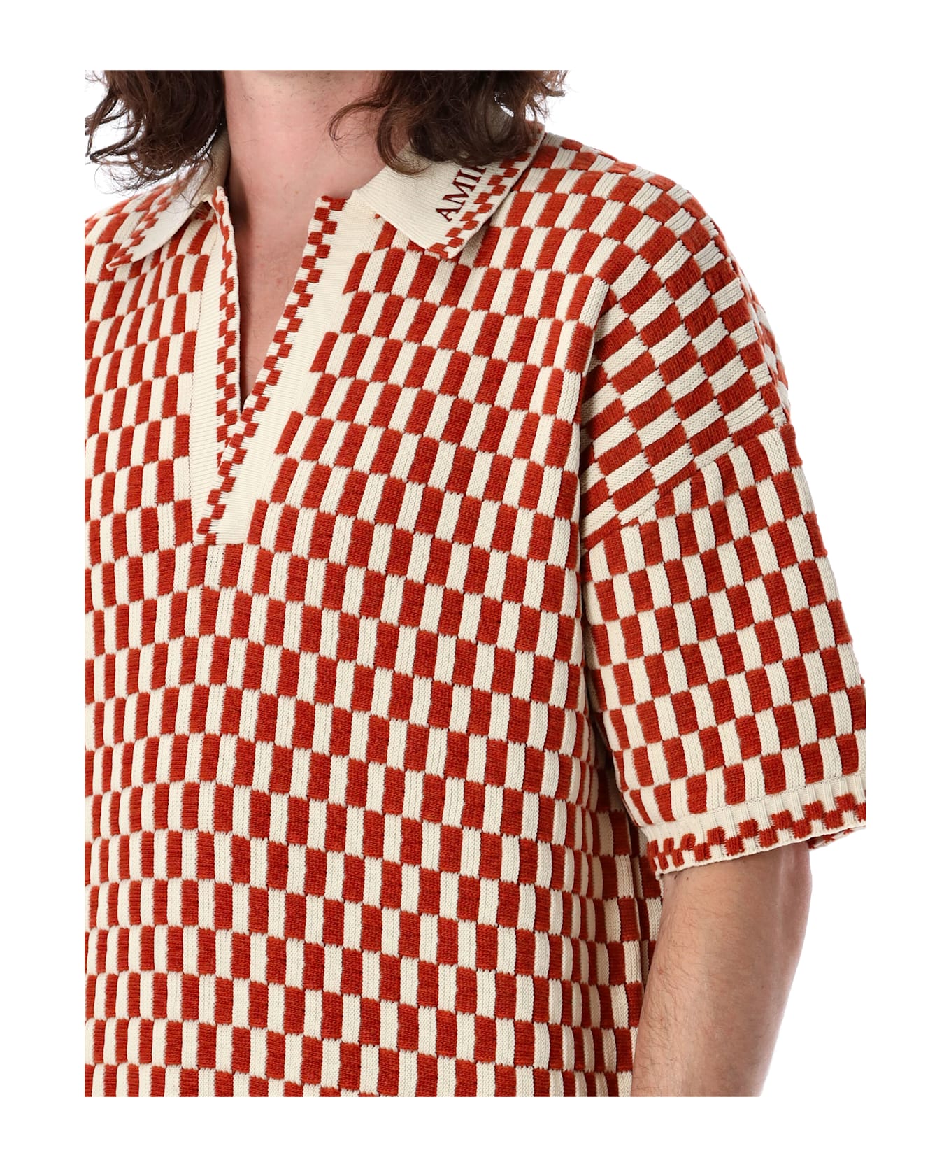AMIRI Checkered Oversized Polo - BURNT ORANGE ポロシャツ