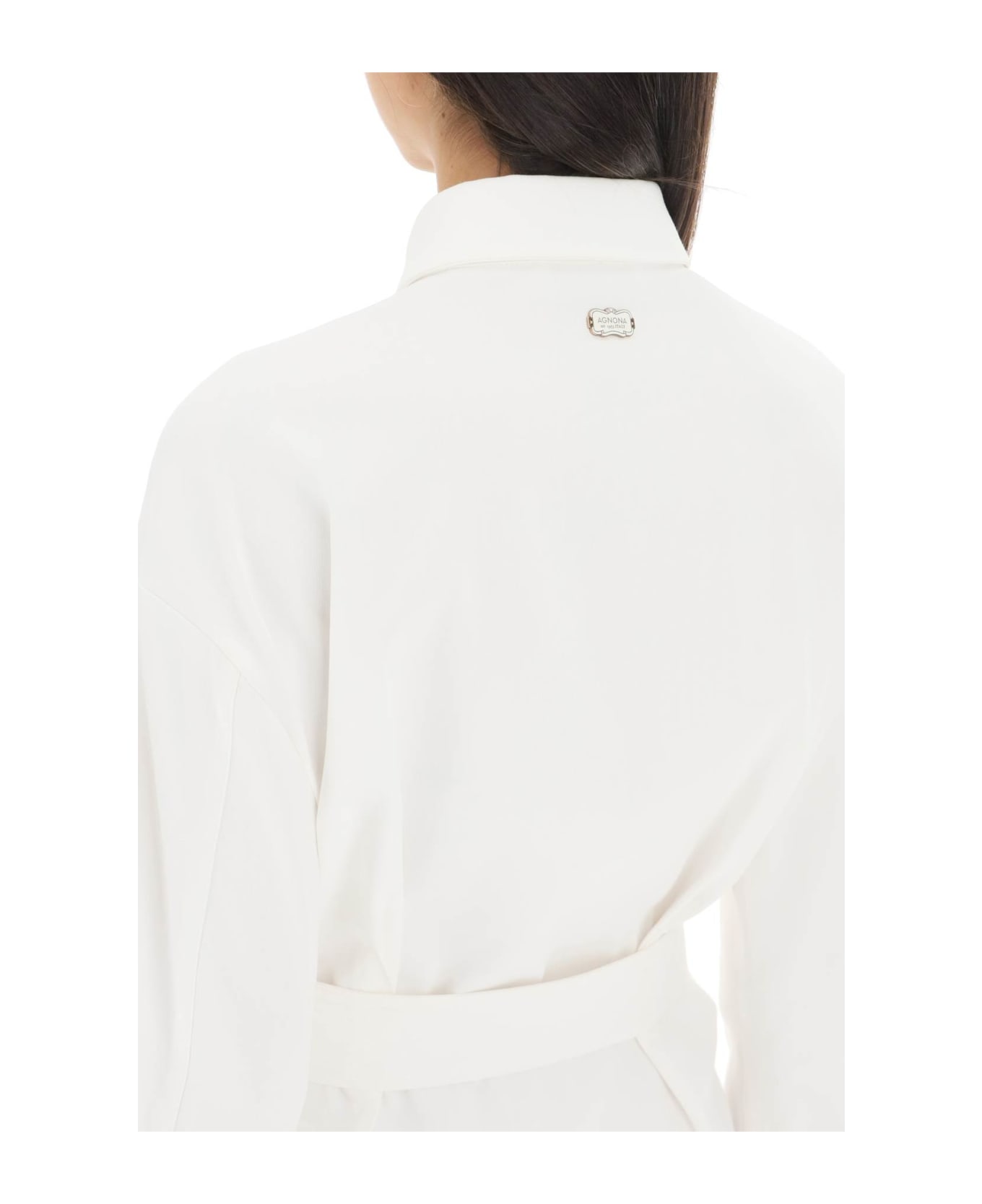 Agnona Belted Twill Shirt Dress - WHITE (White)