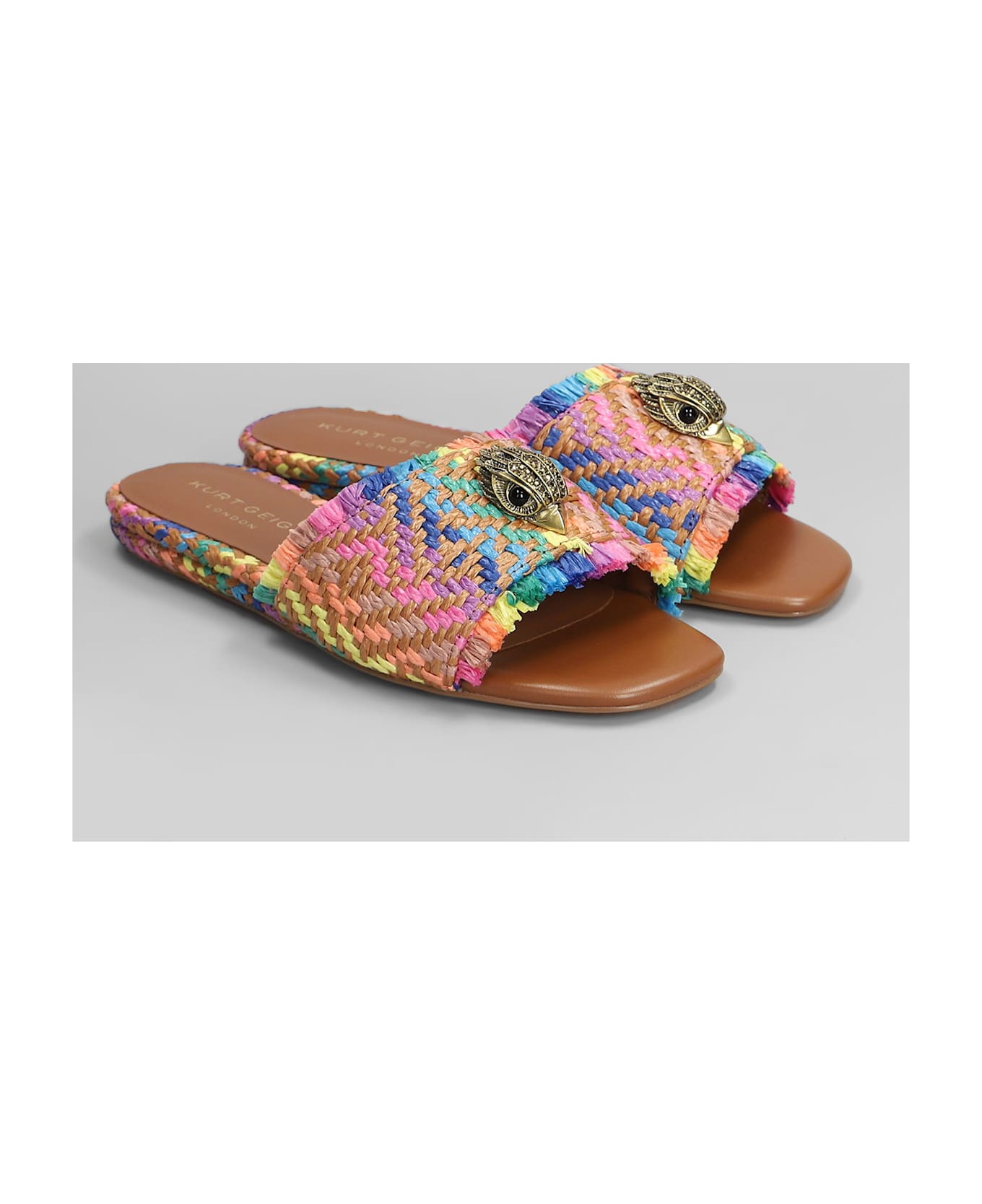 Kurt Geiger Kensington Flats In Multicolor Raffia - multicolor