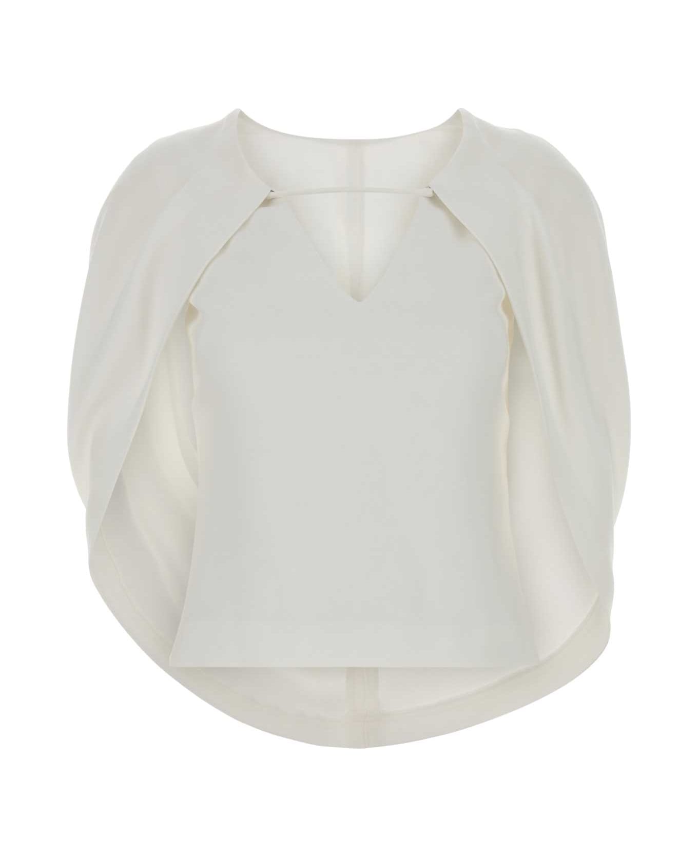 Alberta Ferretti White Stretch Crepe Top - BIANCO