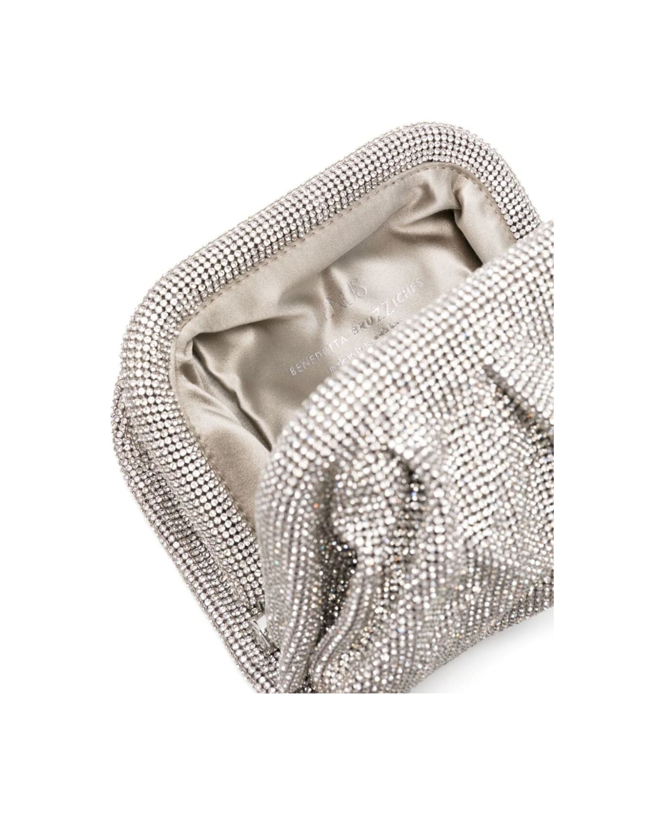 Benedetta Bruzziches 'venus La Petite' Silver Clutch Bag In Fabric With Allover Crystals Woman
