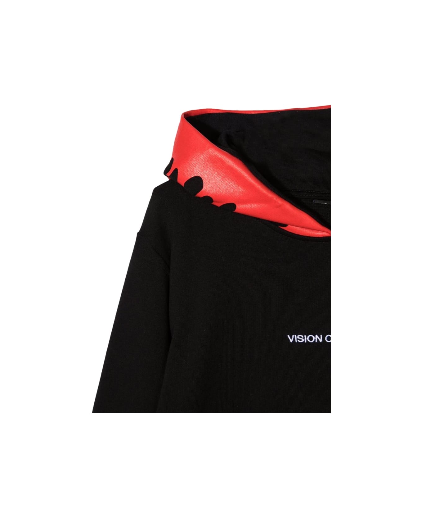 Vision of Super Black Hoodie With Red Flames - BLACK