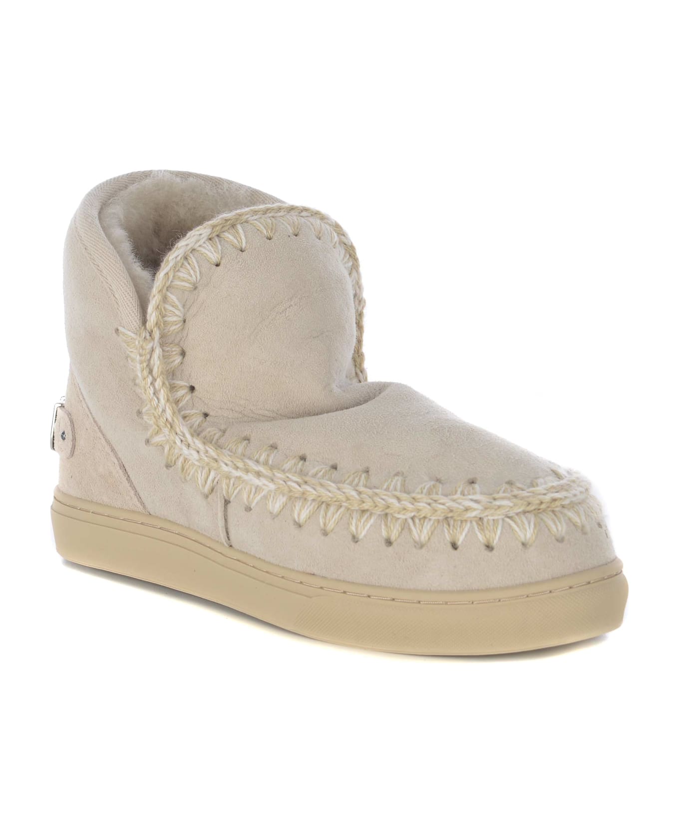 Mou Boots Mou "sneakers Metal Logo" Made In Suede - Beige