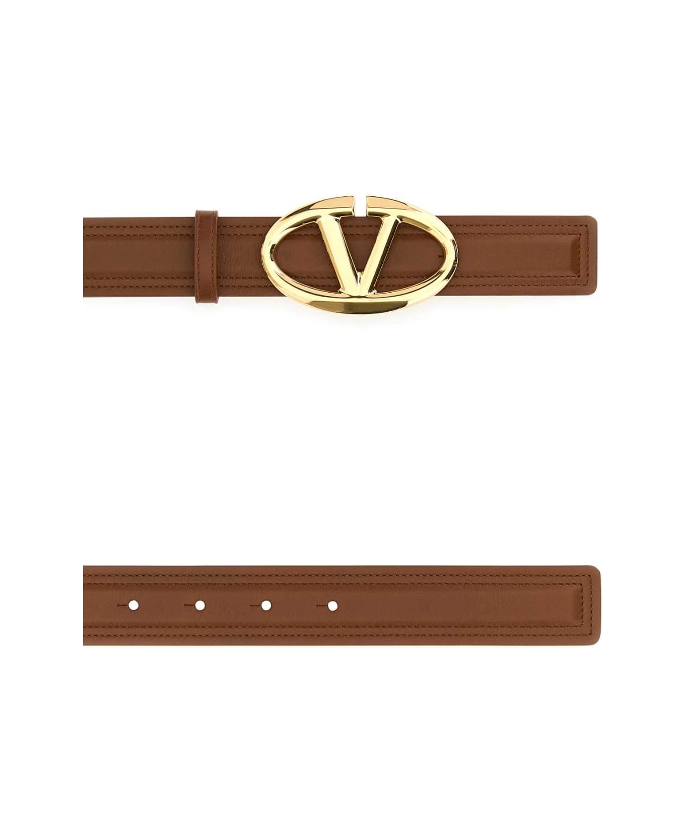 Valentino Garavani Caramel Leather Reversible Belt - TOBACCOCURRYYELLOW