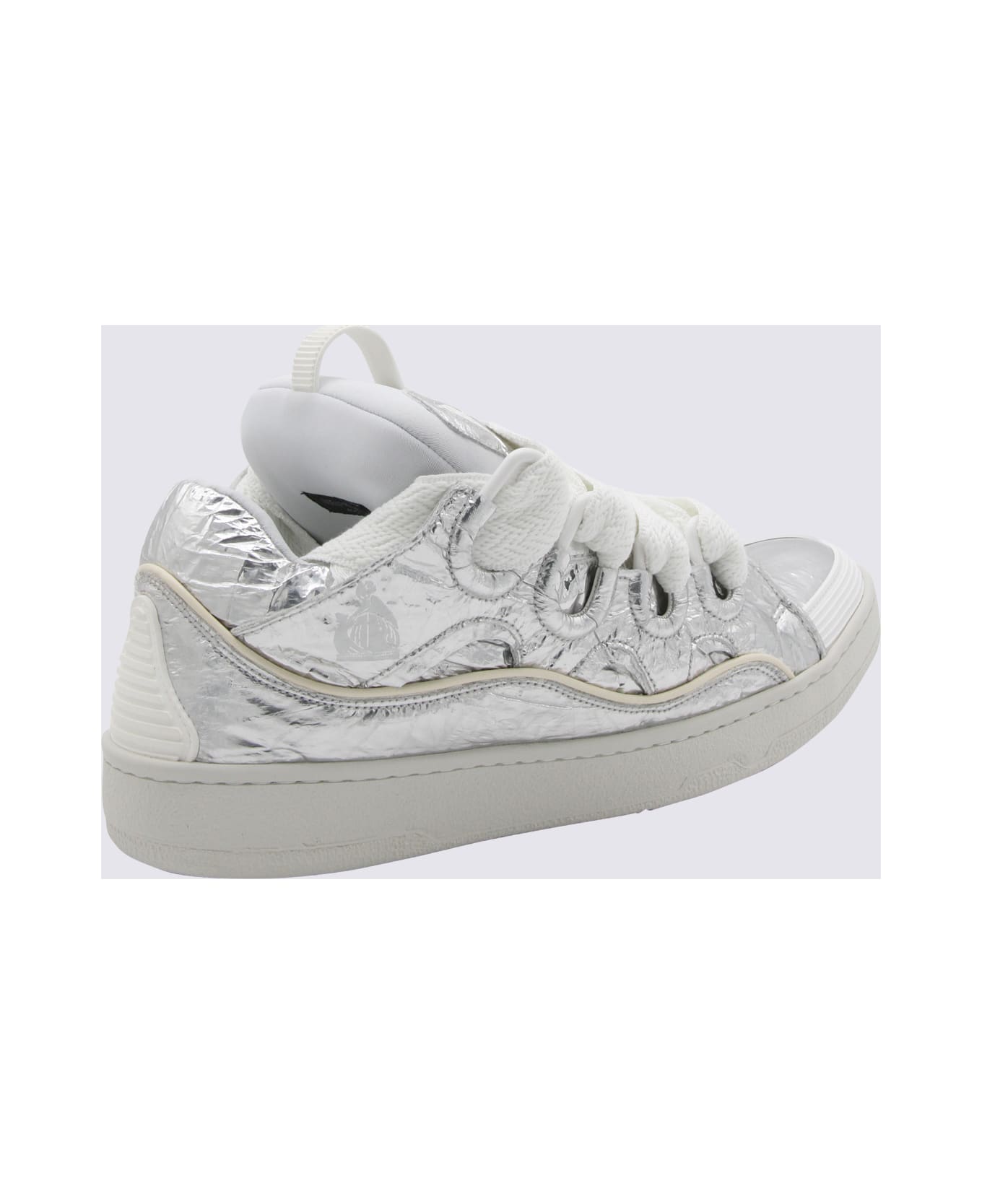 Lanvin Silver Leather Curb Sneakers - Silver