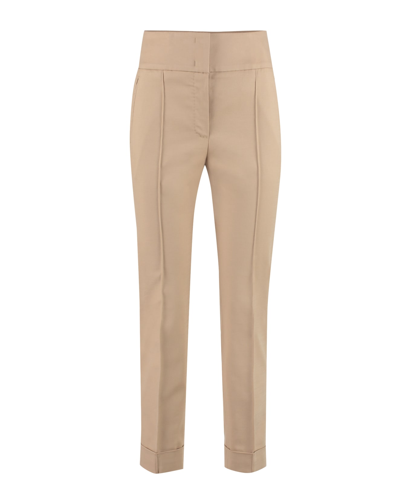 Peserico High-rise Cotton Trousers - Beige ボトムス