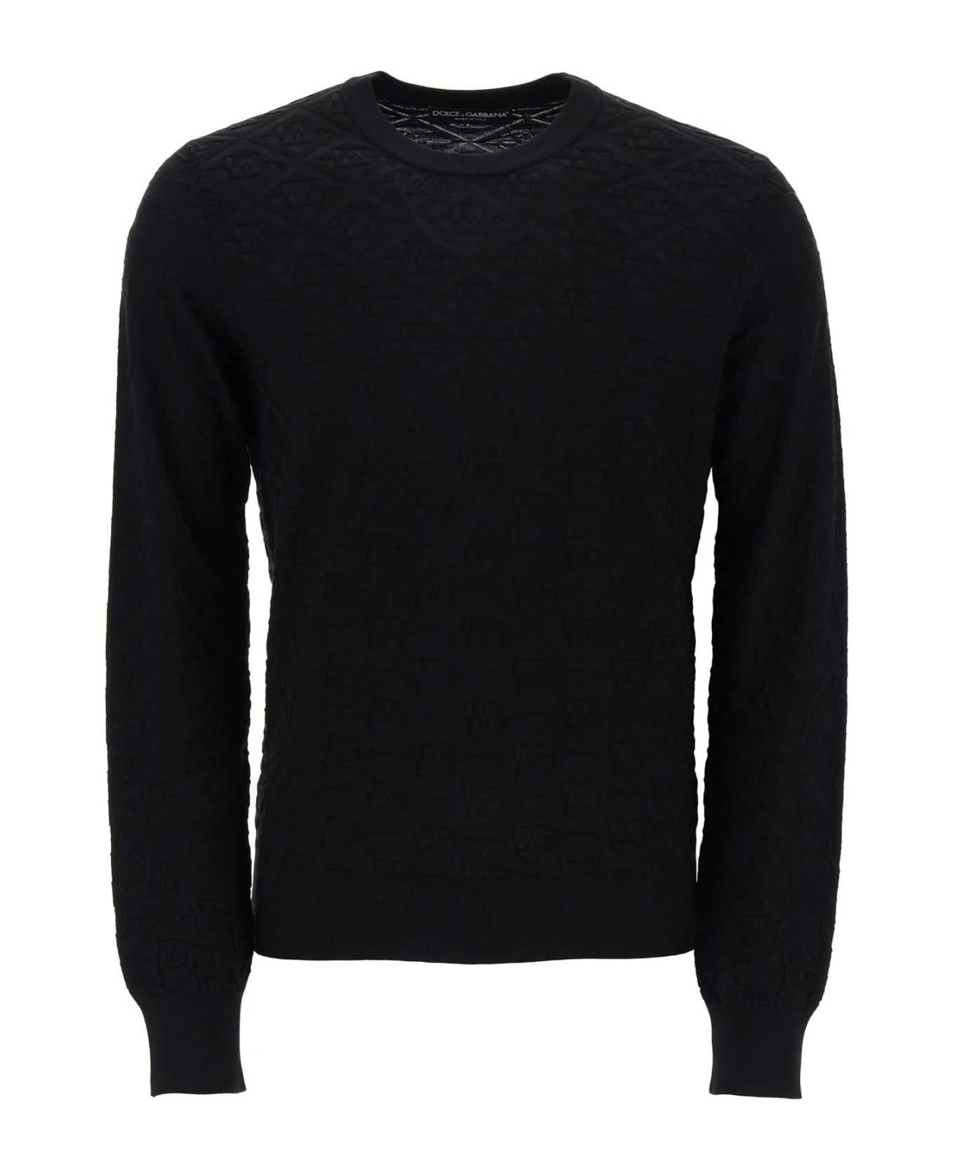 Dolce & Gabbana Dg Jacquard Silk Sweater - NERO (Black)