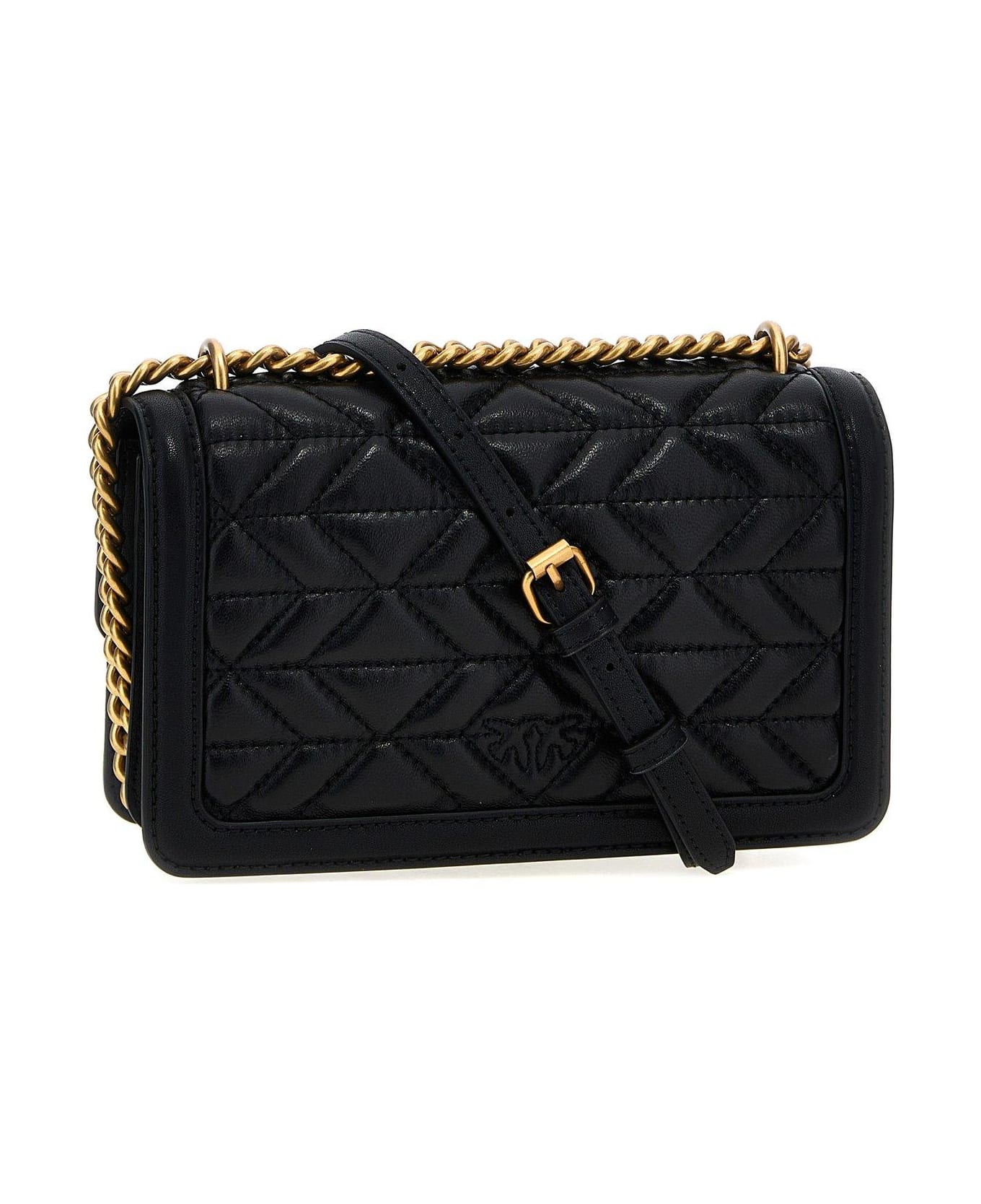 Pinko Love One Mini Crossbody Bag - Q Nero Antique Gold