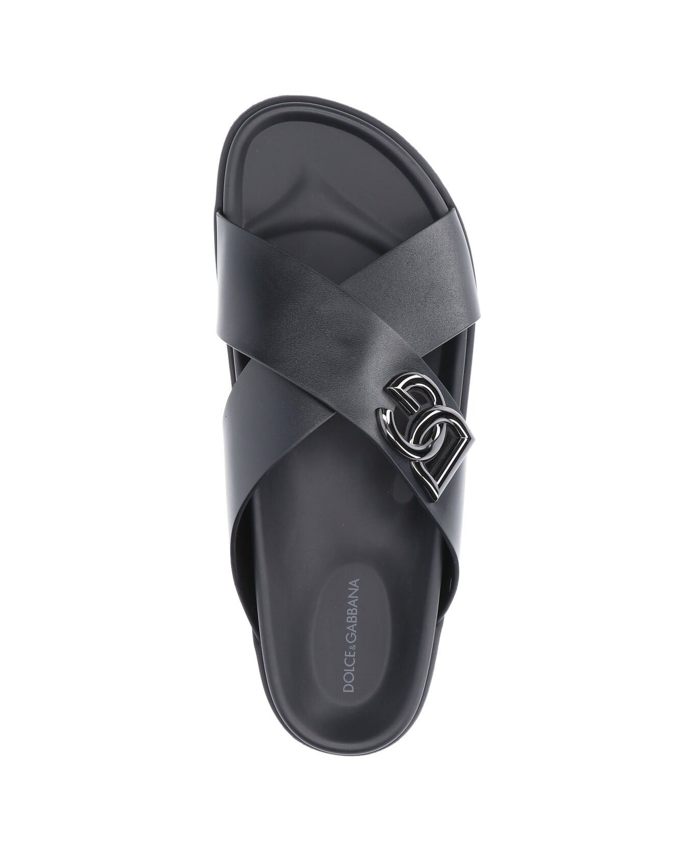 Dolce 
Gabbana Logo Slide Sandals - NERO
