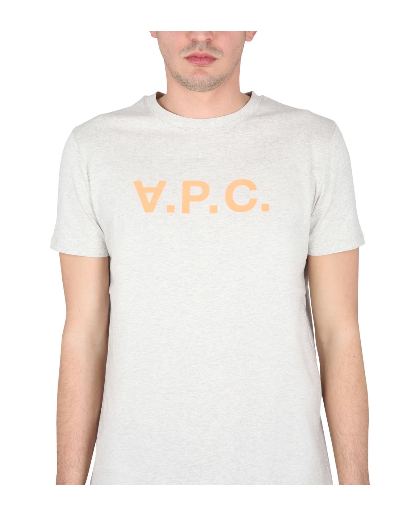 A.P.C. T-shirt With V.p.c Logo - Tav Ecru Chine Orange