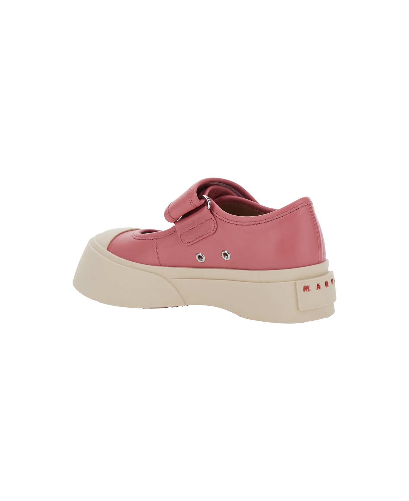 Marni 
mary Jane
 Pink Sandals With Touch-strap Closure And Logo Patch On The Rear In Leather Woman - Pink