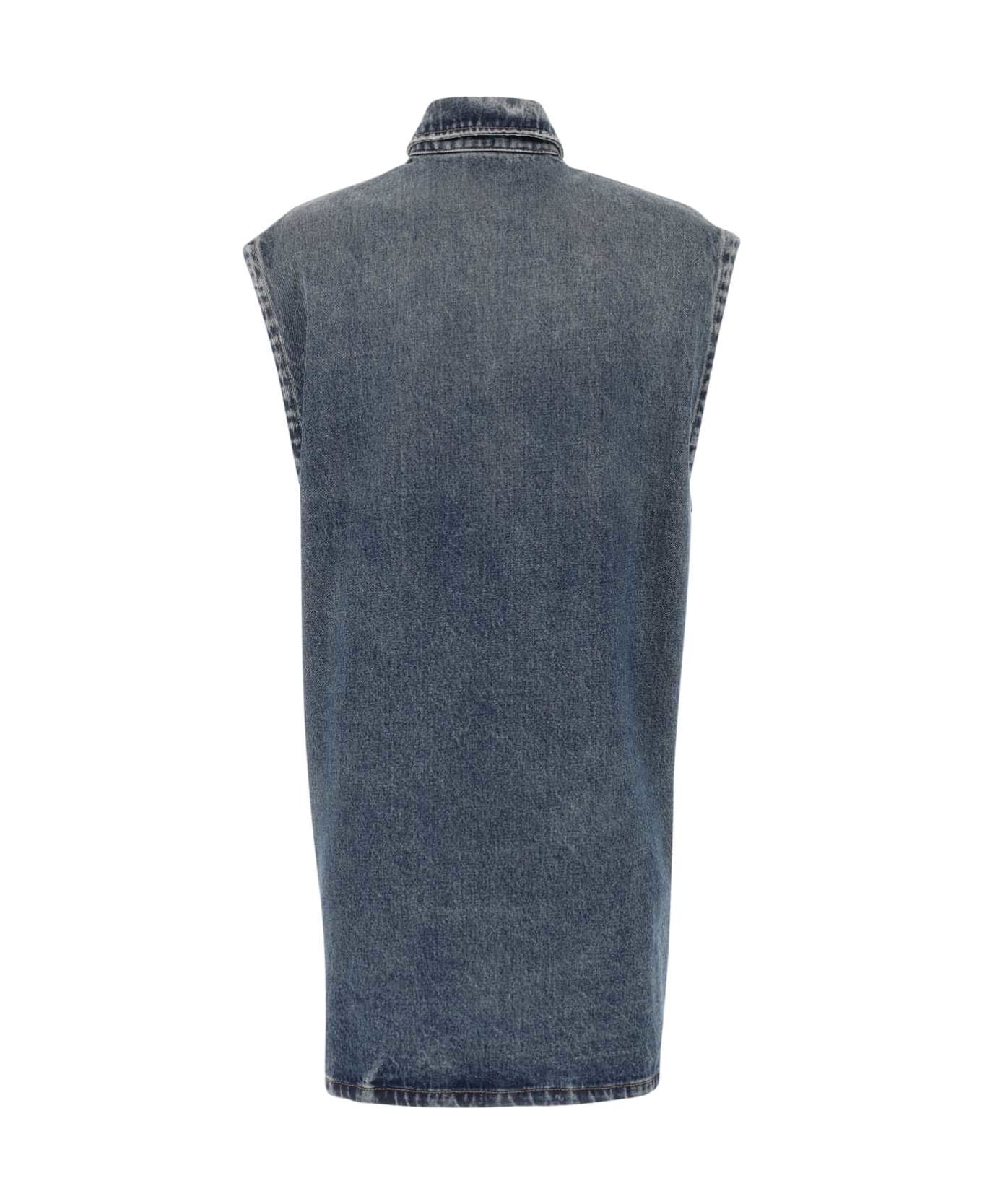 Prada Denim Sleeveless Shirt - Blue