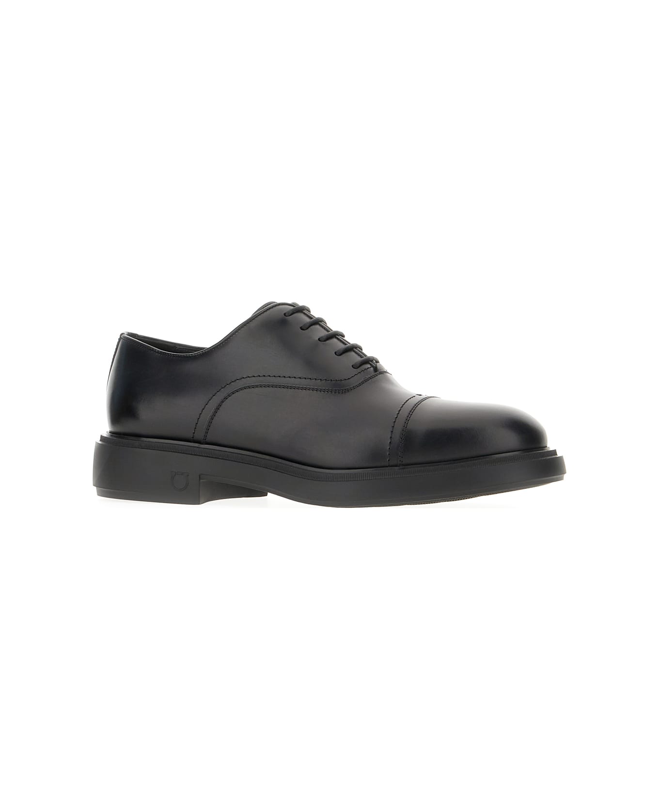 Ferragamo Black Leather Camden Lace-up Shoes - Nero