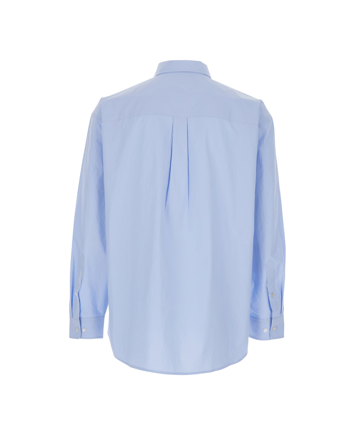 Dunst Light Blue Shirt With Patch Pocket On The Front And Embroidered Logo In Cotton Poplin Man - Light blue