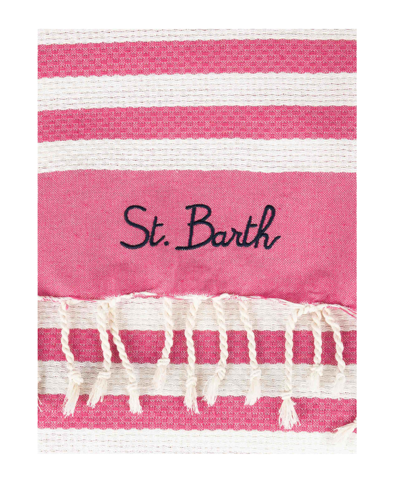 MC2 Saint Barth Classic Honeycomb Fouta Towel With Striped Print - PINK