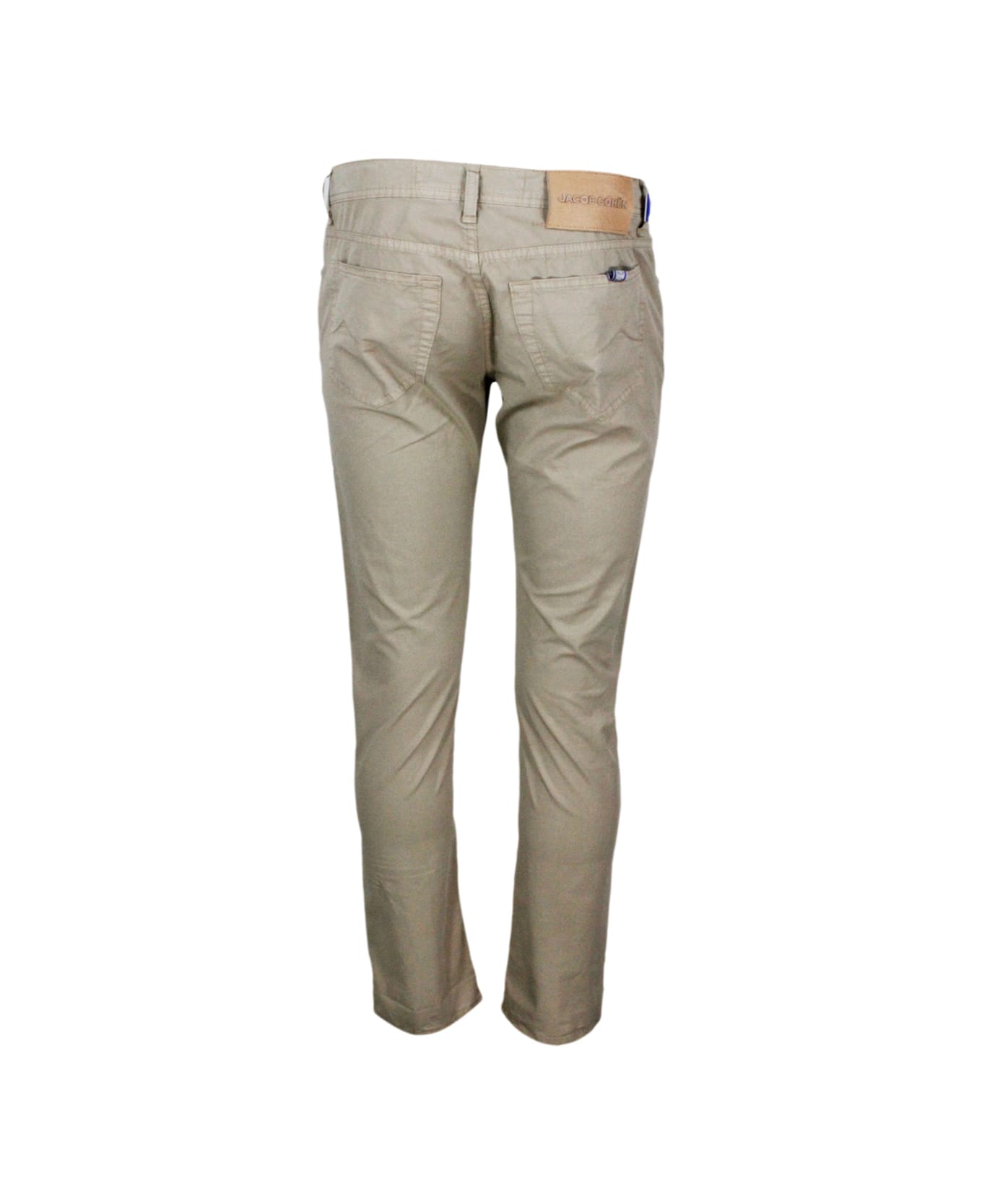 Jacob Cohen Bard J688 Luxury Edition Trousers In Soft Stretch Cotton With 5 Pockets With Closure Buttons And Lacquered Button And Pony Skin Tag With Logo - Beige ボトムス