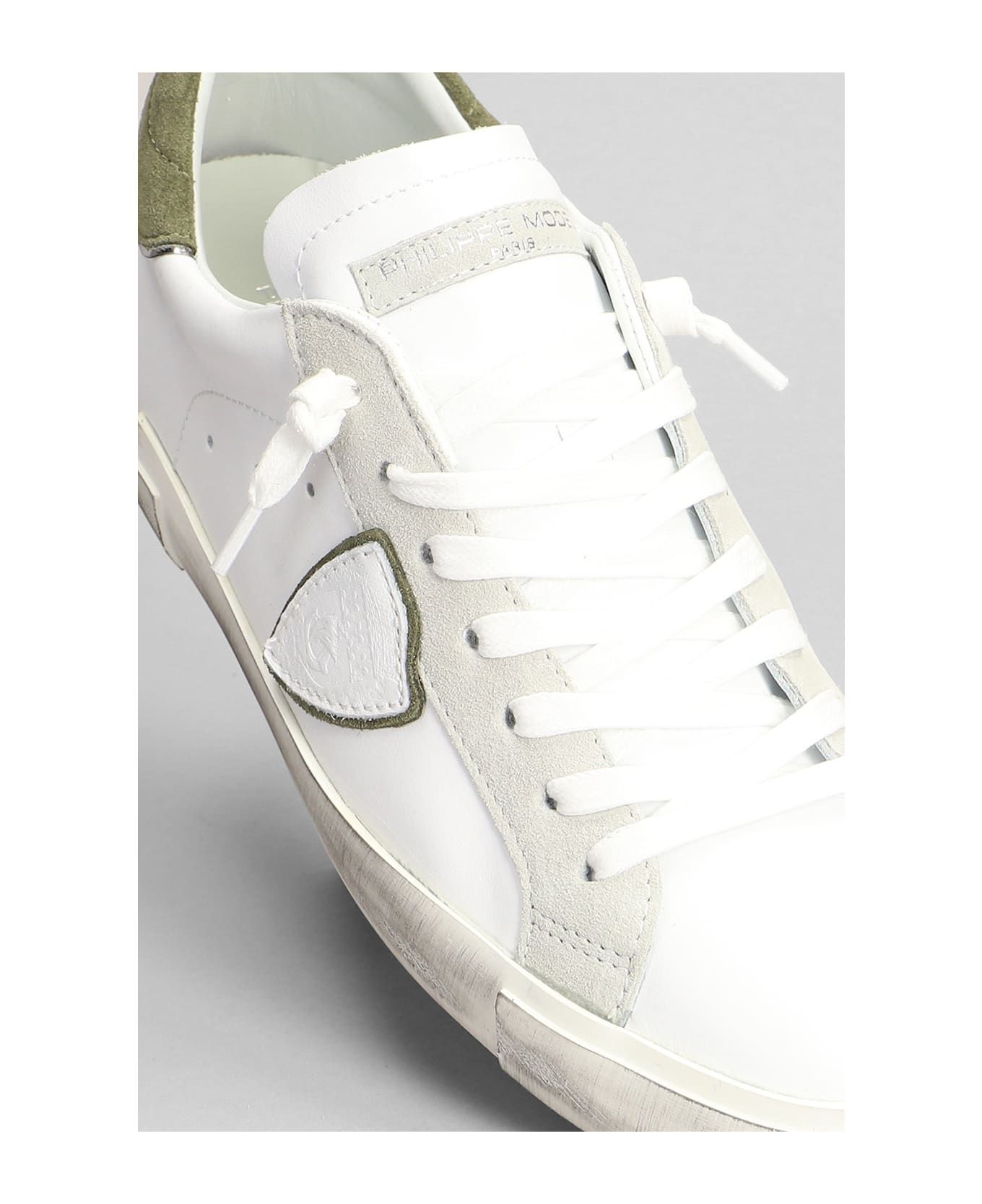 Philippe Model Prsx Sneakers In White Suede And Leather - white
