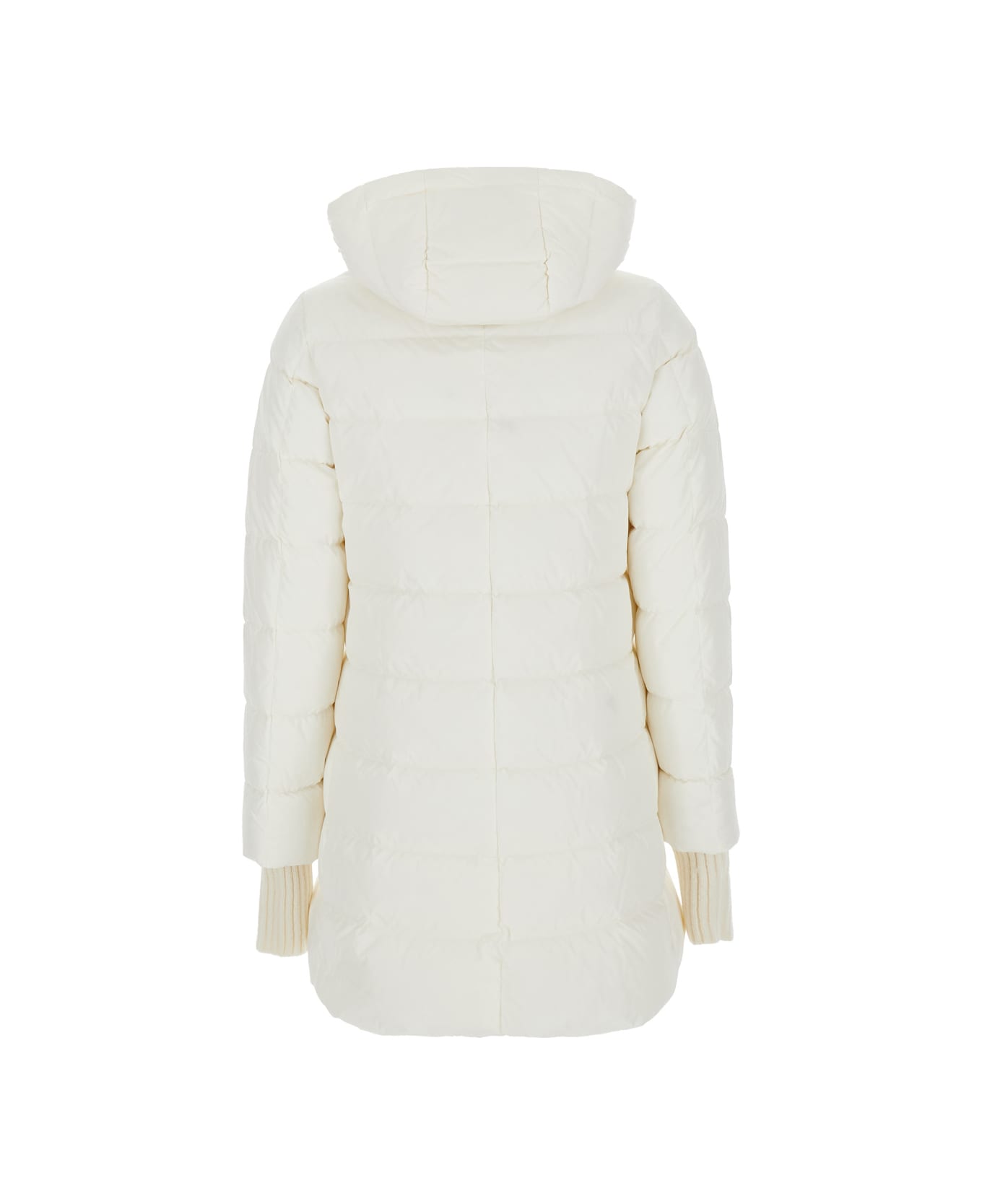 Herno White Down Jacket With Drawstring Hood In Tech Fabric Woman - bianco