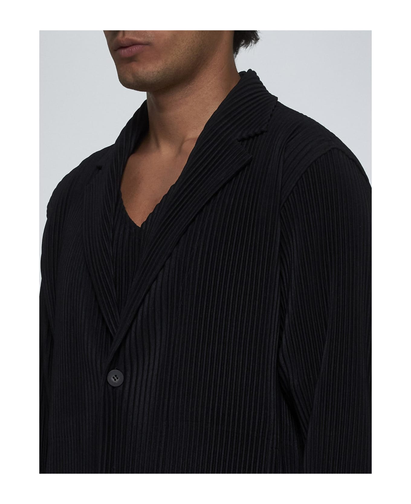 Homme Plissé Issey Miyake Pleated Fabric Single-breasted Blazer - Black