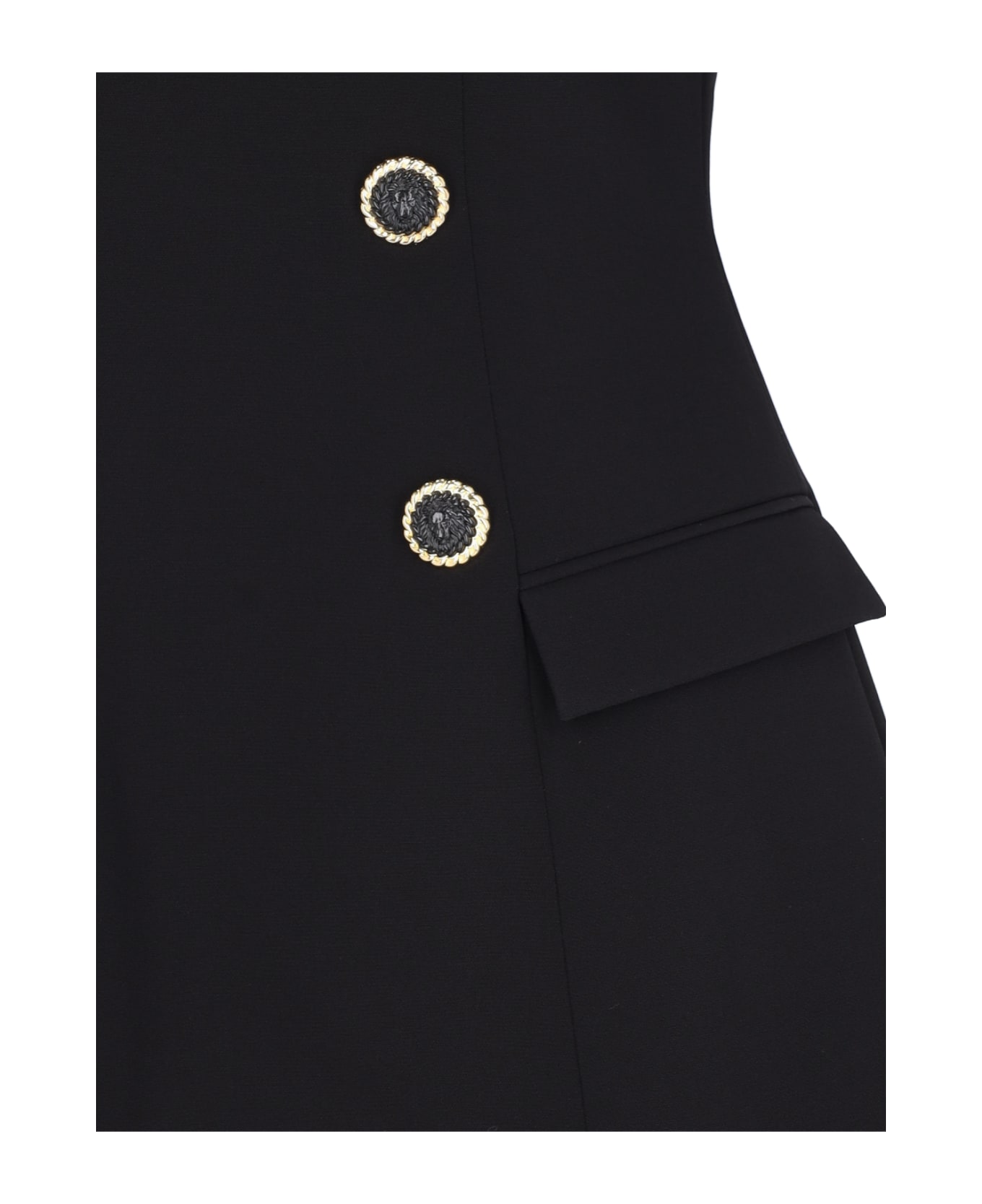 Balmain Eight Buttons Crêpe Mini Dress - Black  