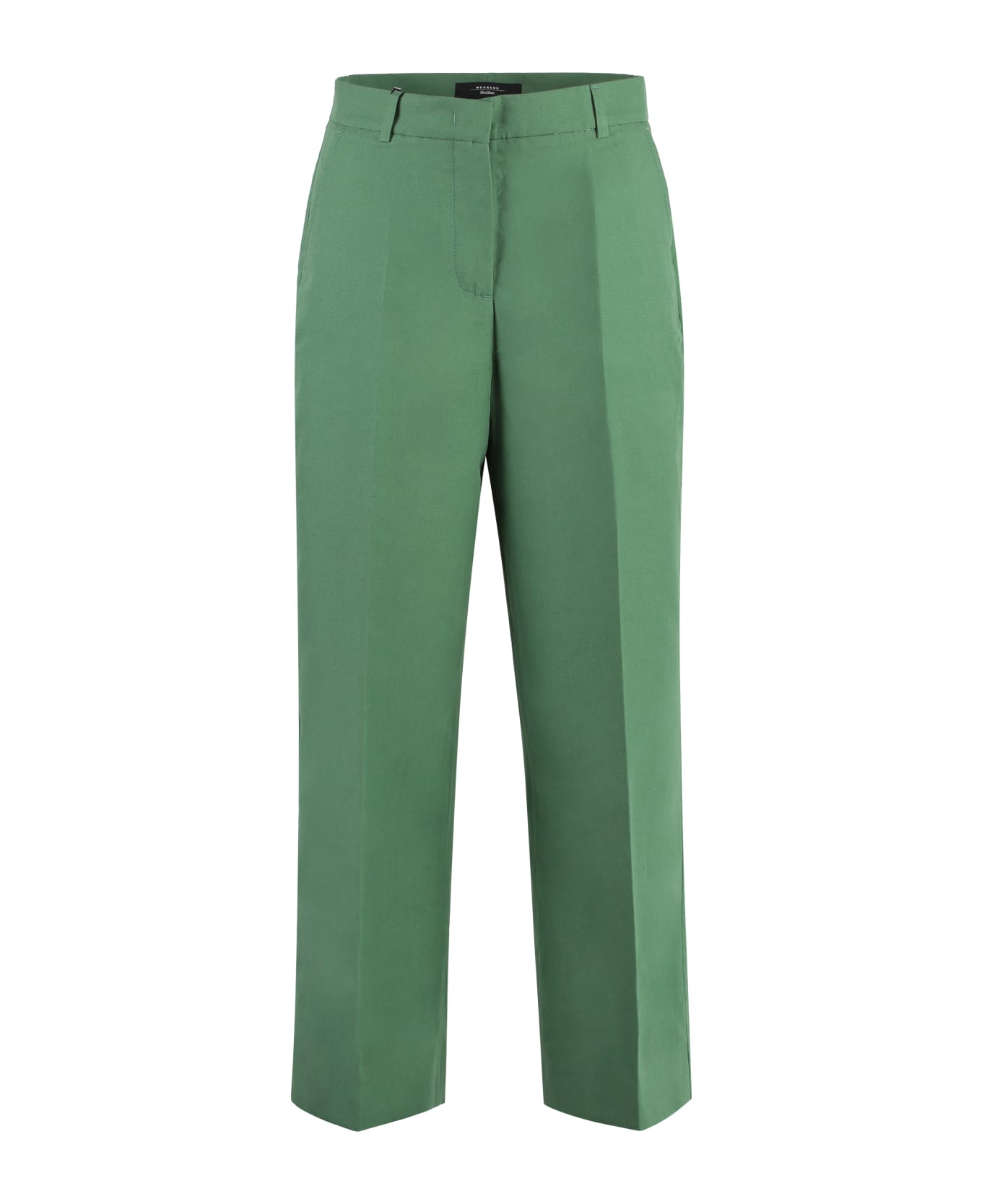 Weekend Max Mara Zircone Cotton-linen Trousers - green