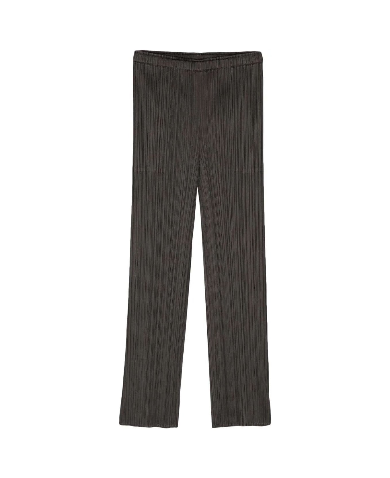 Pleats Please Issey Miyake January Pleated Cropped Trousers - Charcoal Gray