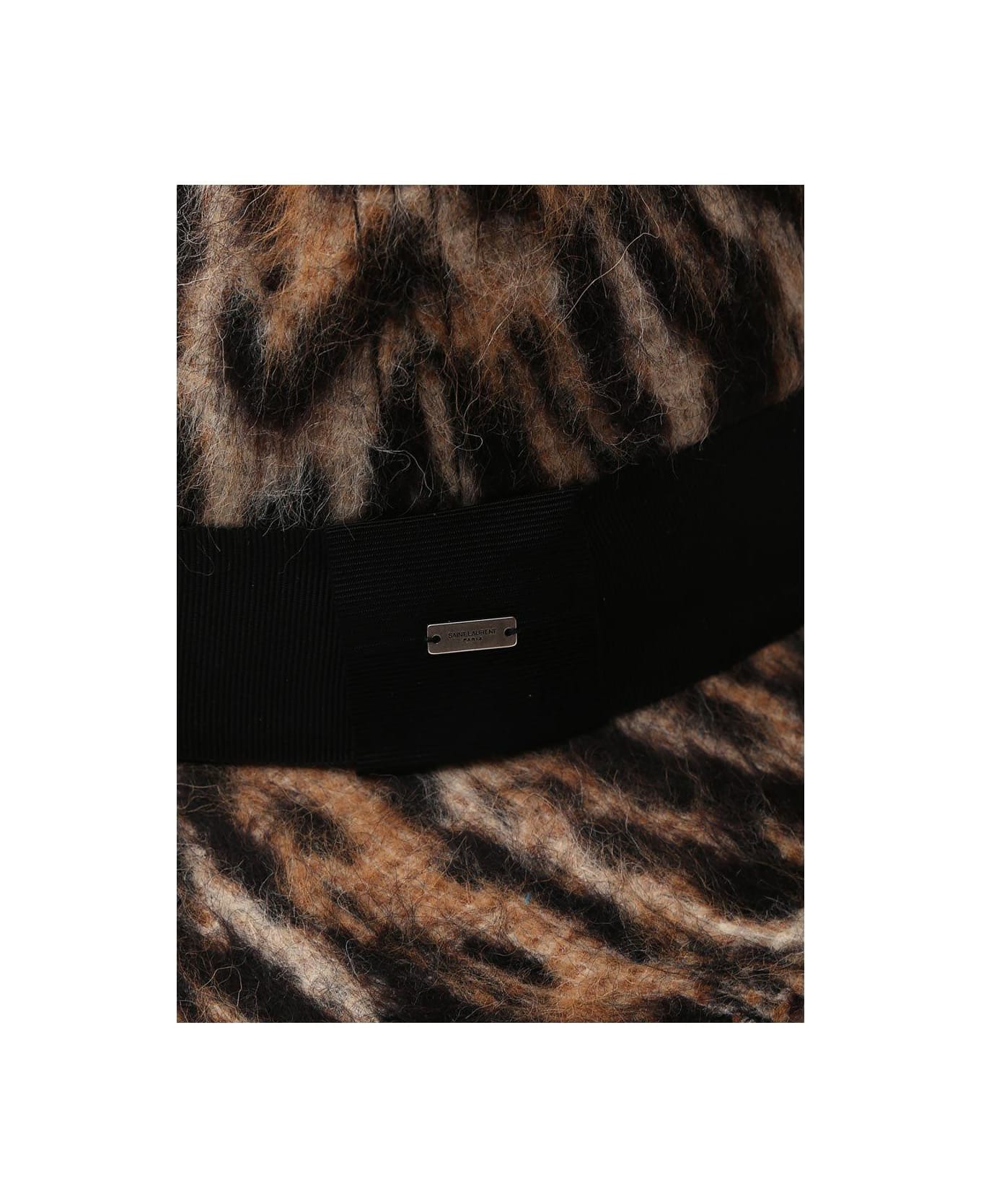 Saint Laurent Animal Print Fedora Hat - ANIMALIER