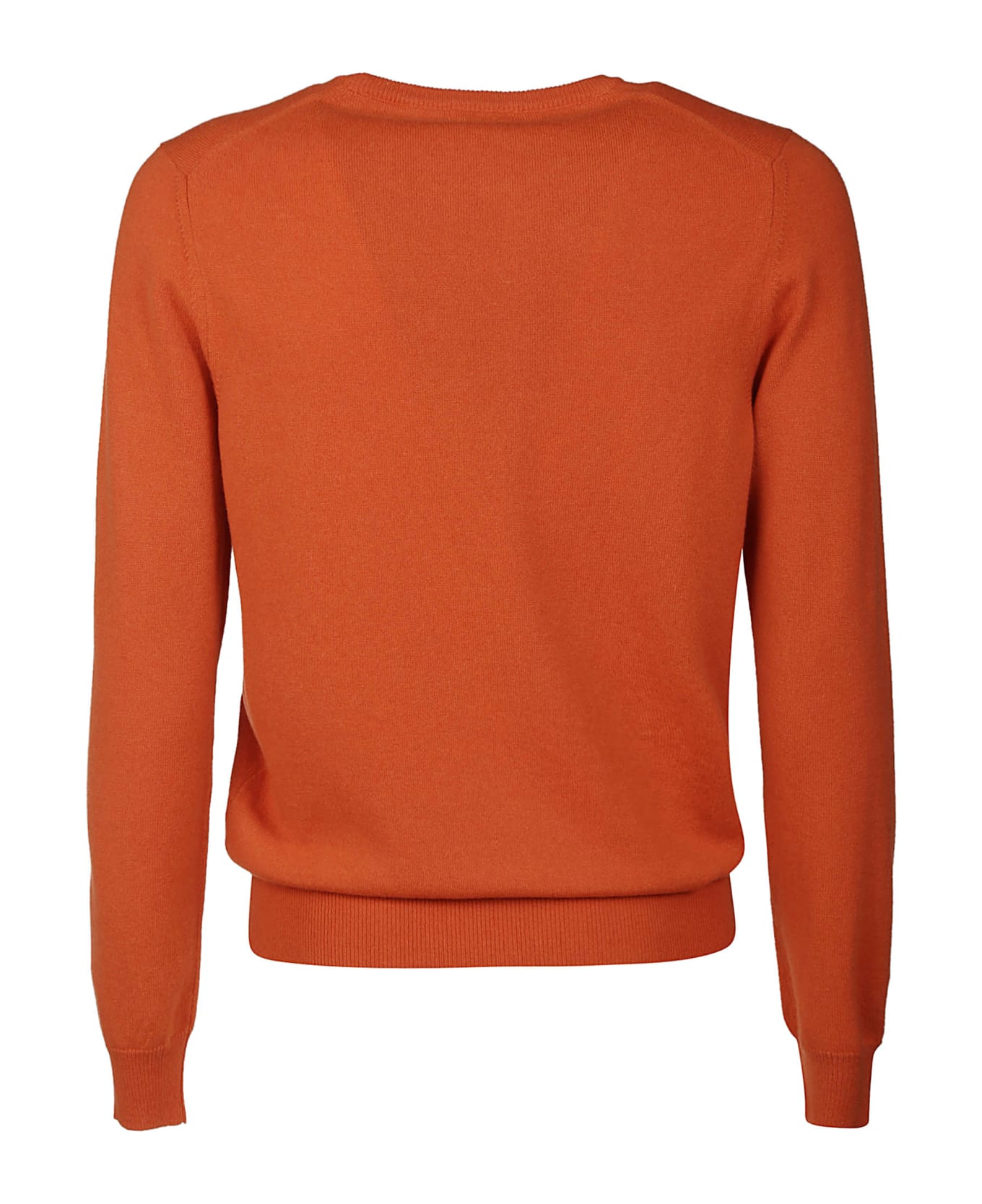 Malo Plain Ribbed Sweater - ORANGE