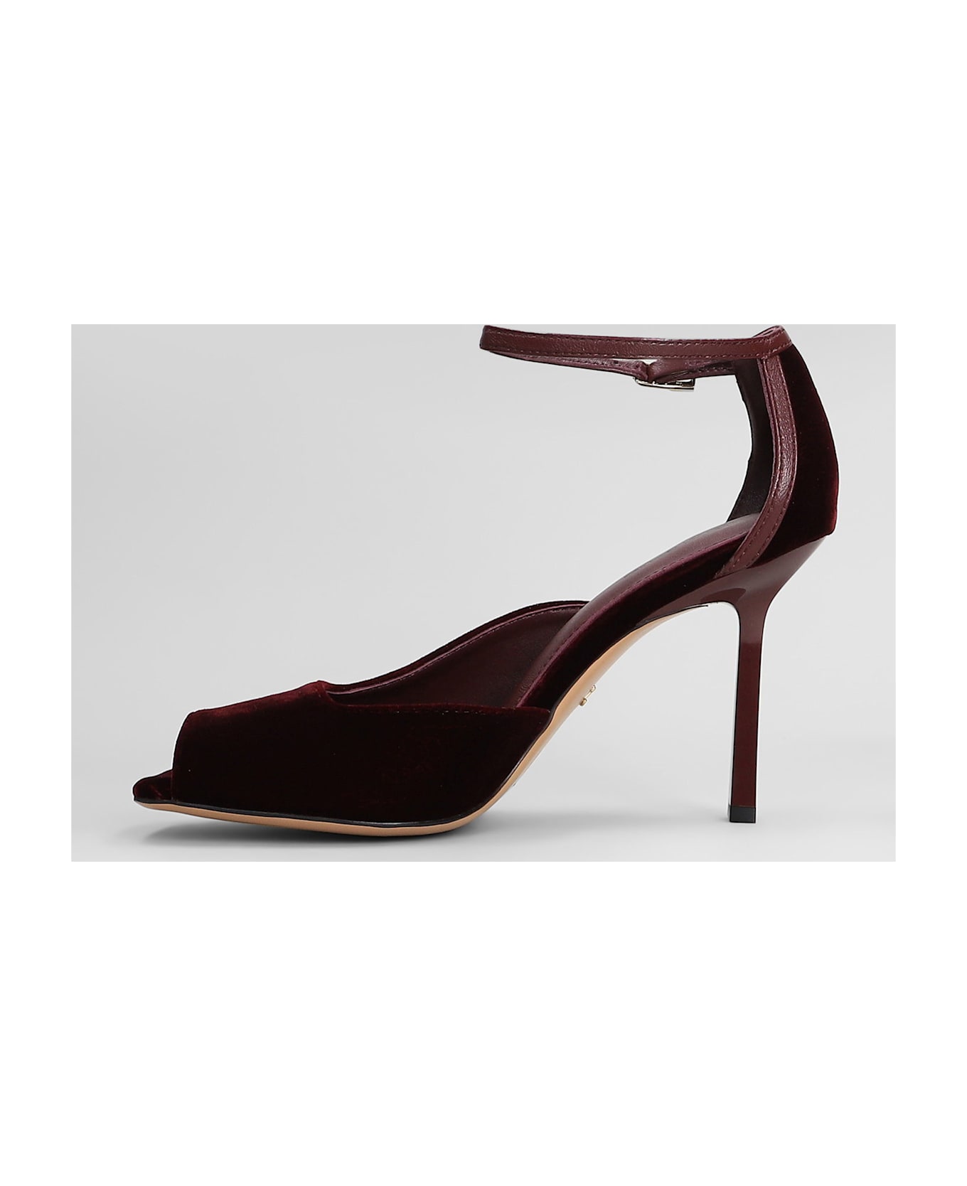 Lola Cruz Sandals In Bordeaux Velvet - bordeaux