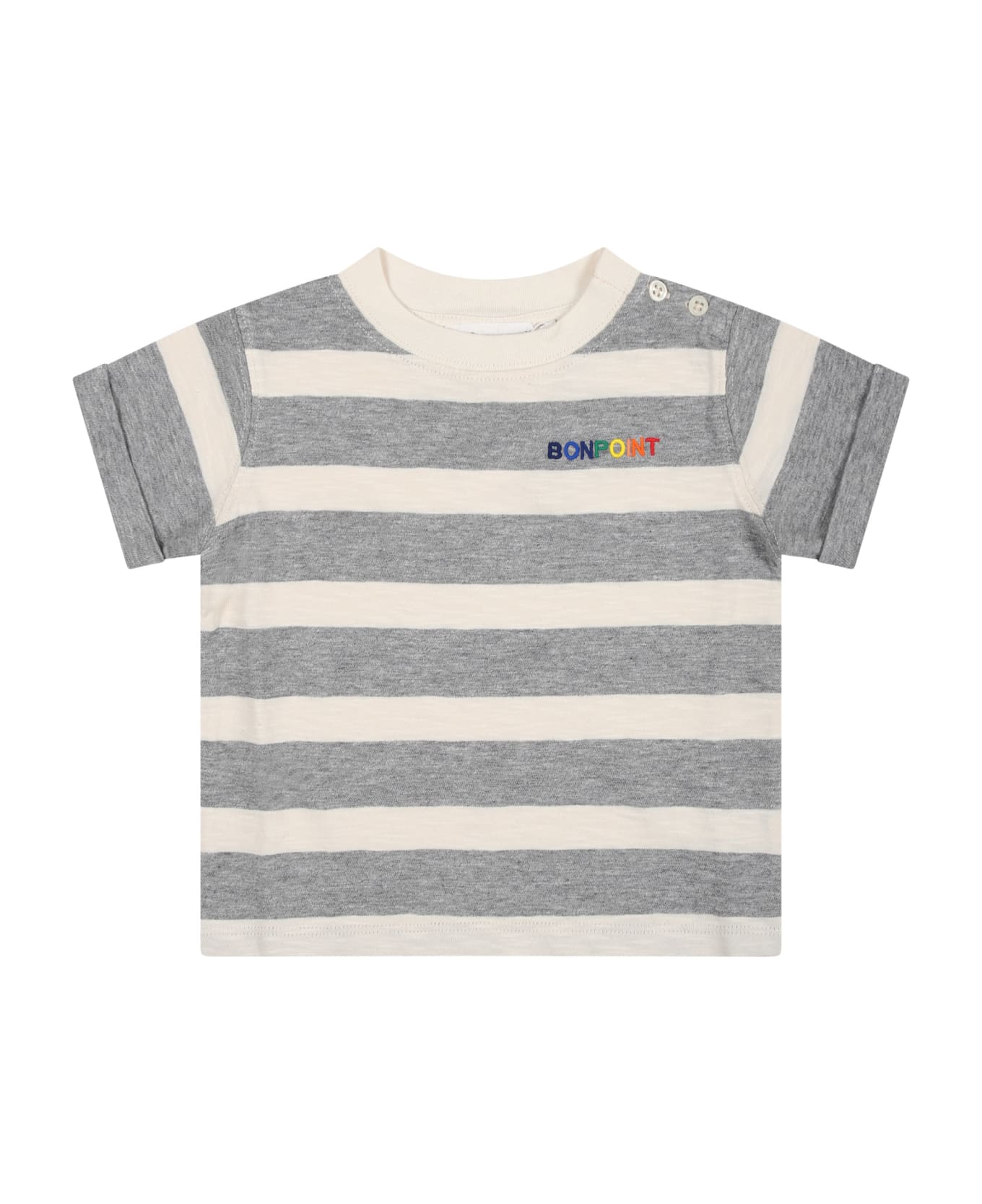 Bonpoint Grey T-shirt For Babykids With Logo - Grigio