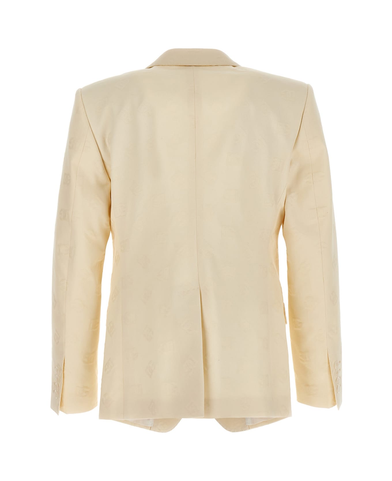 Dolce & Gabbana Single-breasted Blazer With Jacquard Logo All-over - Beige ブレザー