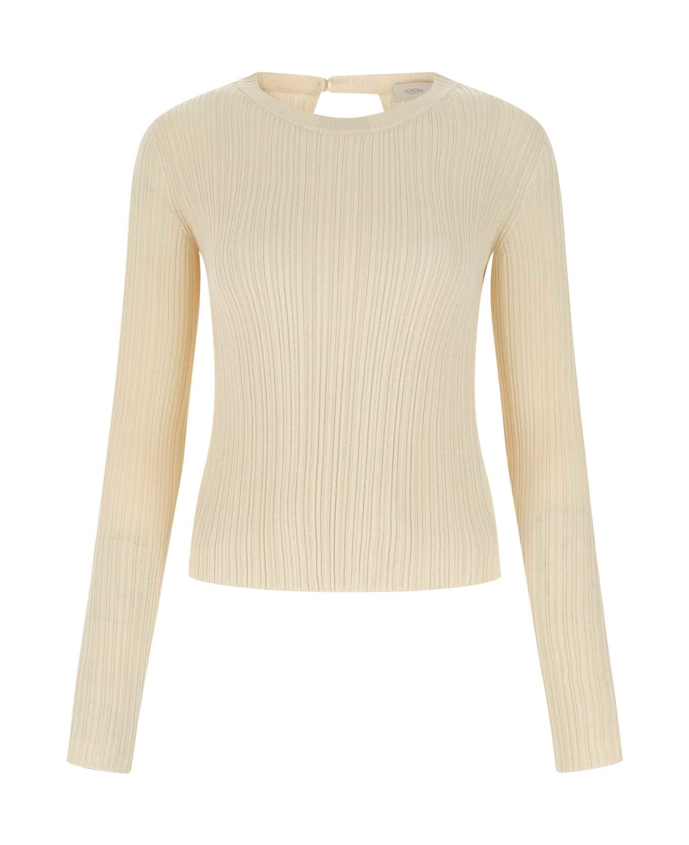 Agnona Sand Cotton And Silk Sweater - N08 ニットウェア