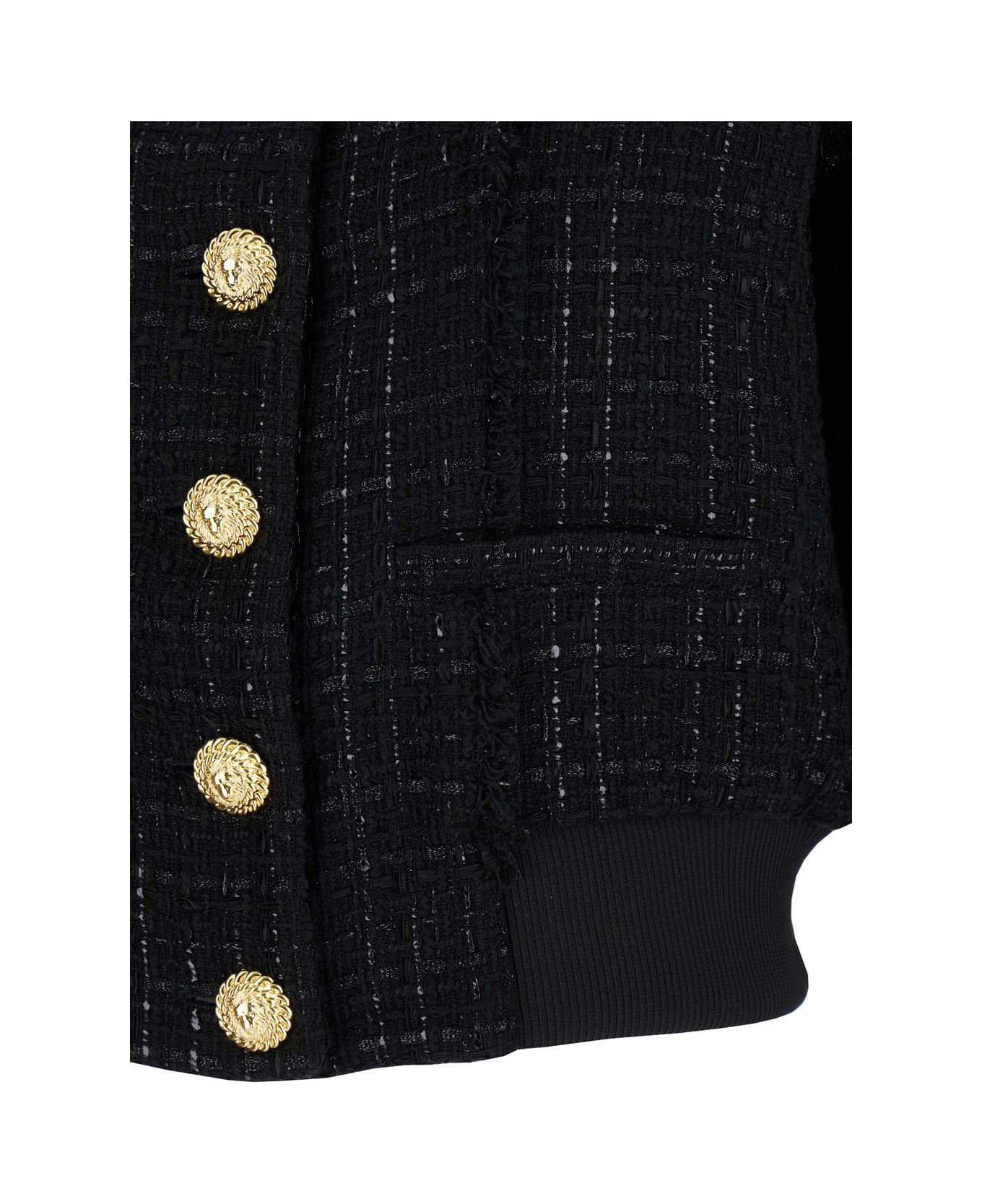 Balmain Buttoned Tweed Blouson - Black