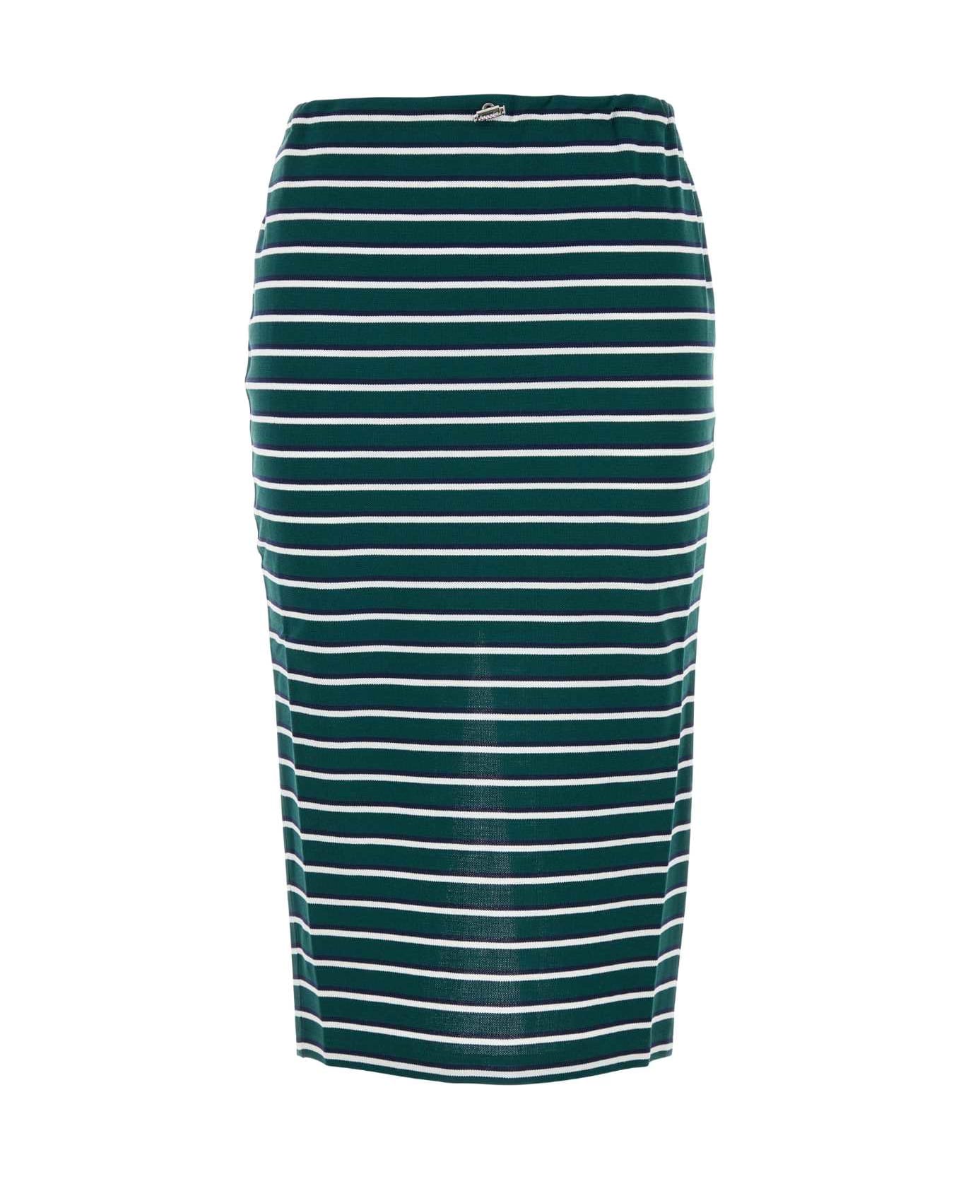 Prada Embroidered Piquet Skirt - SMERALDO+BLU