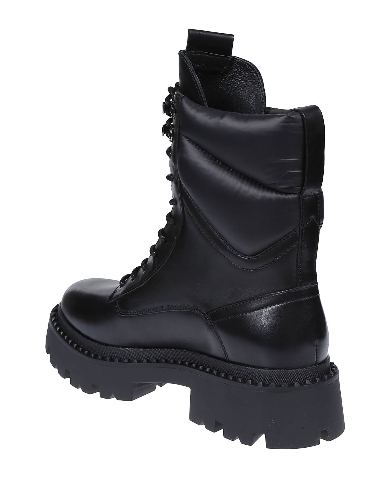 Ash Gotta Combat Ankle Boots - Black/shinypuffy Black