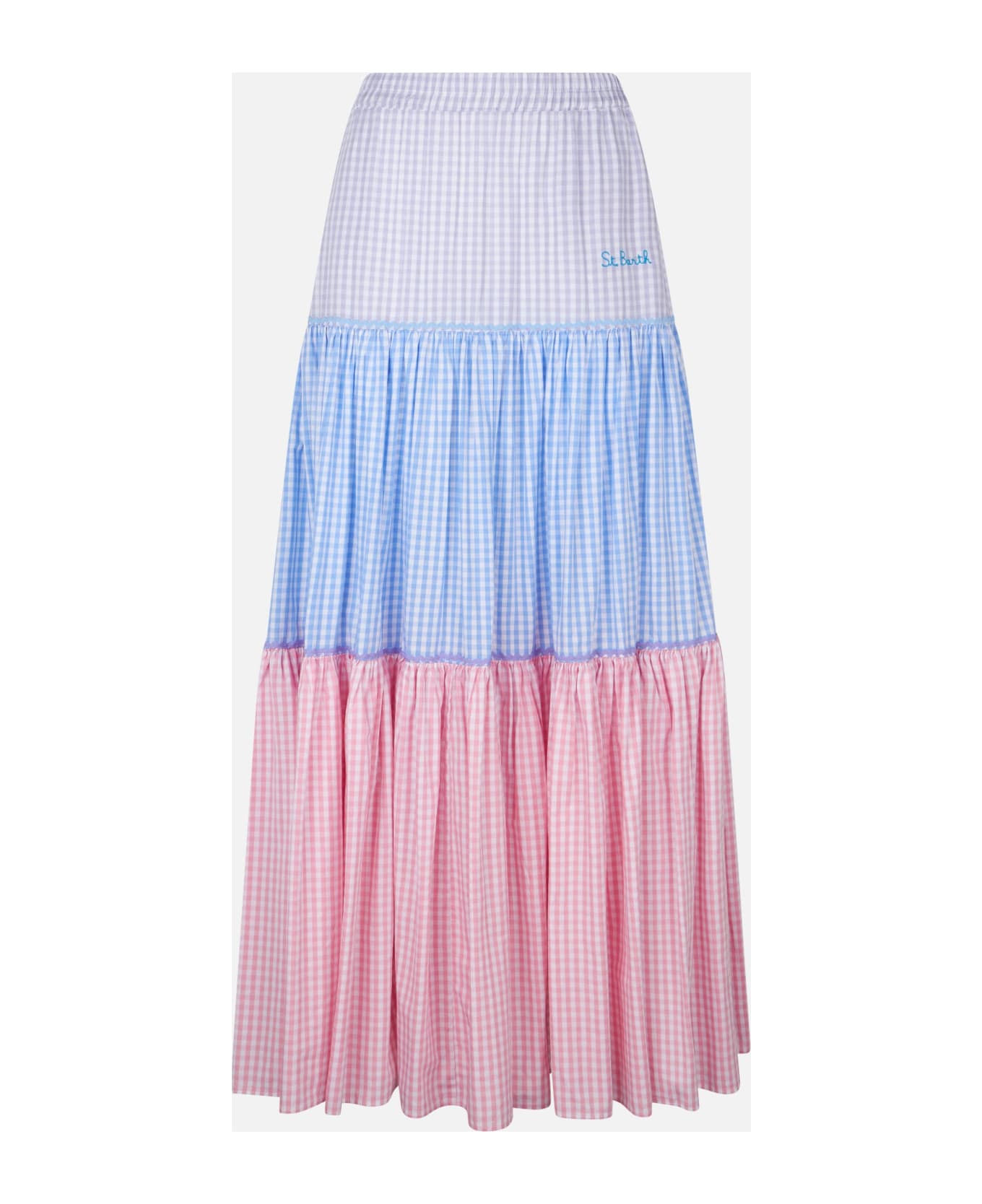 MC2 Saint Barth Gingham Print Cotton Skirt - MULTICOLOR