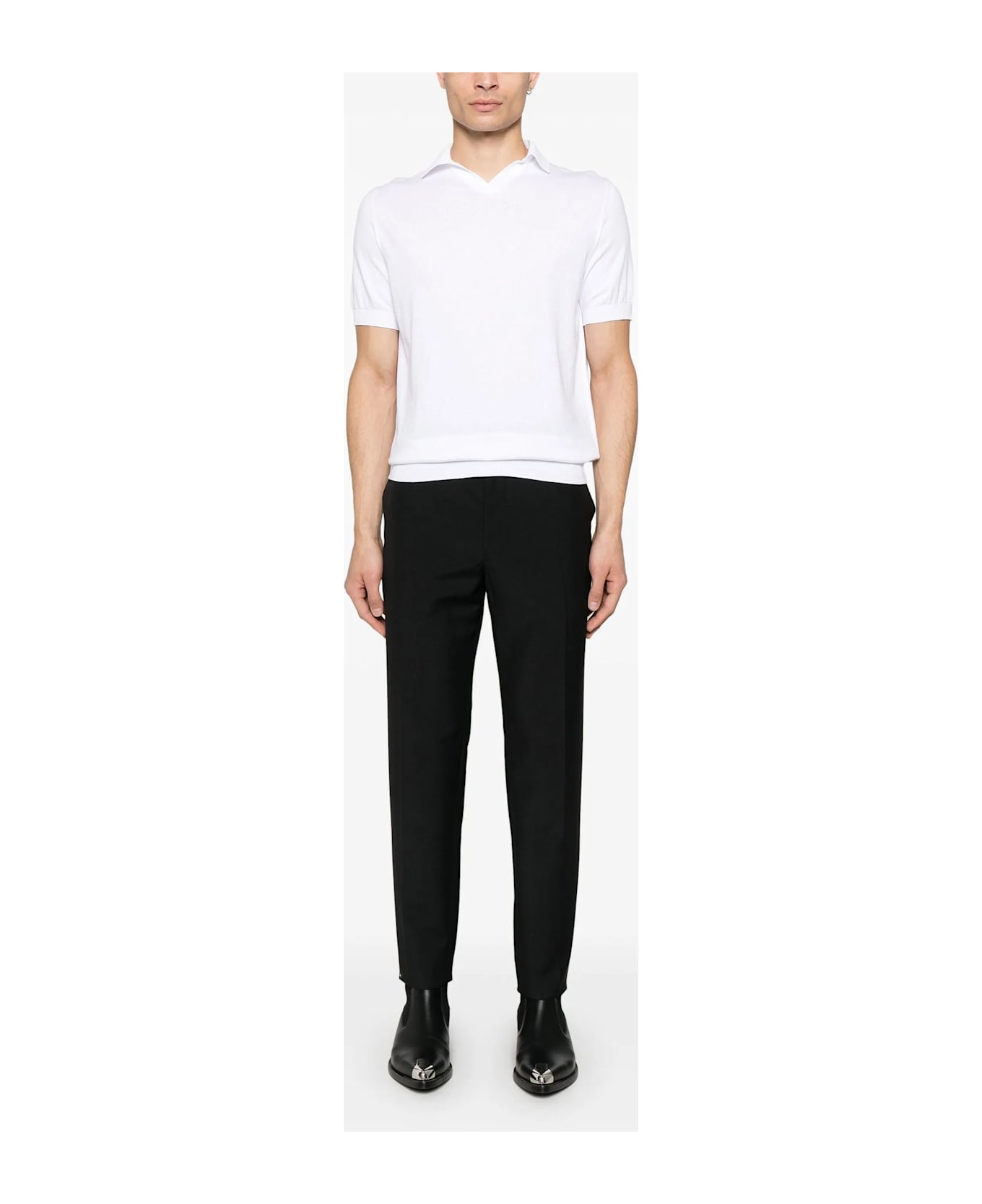 Fedeli White Cotton Polo Shirt - WHITE