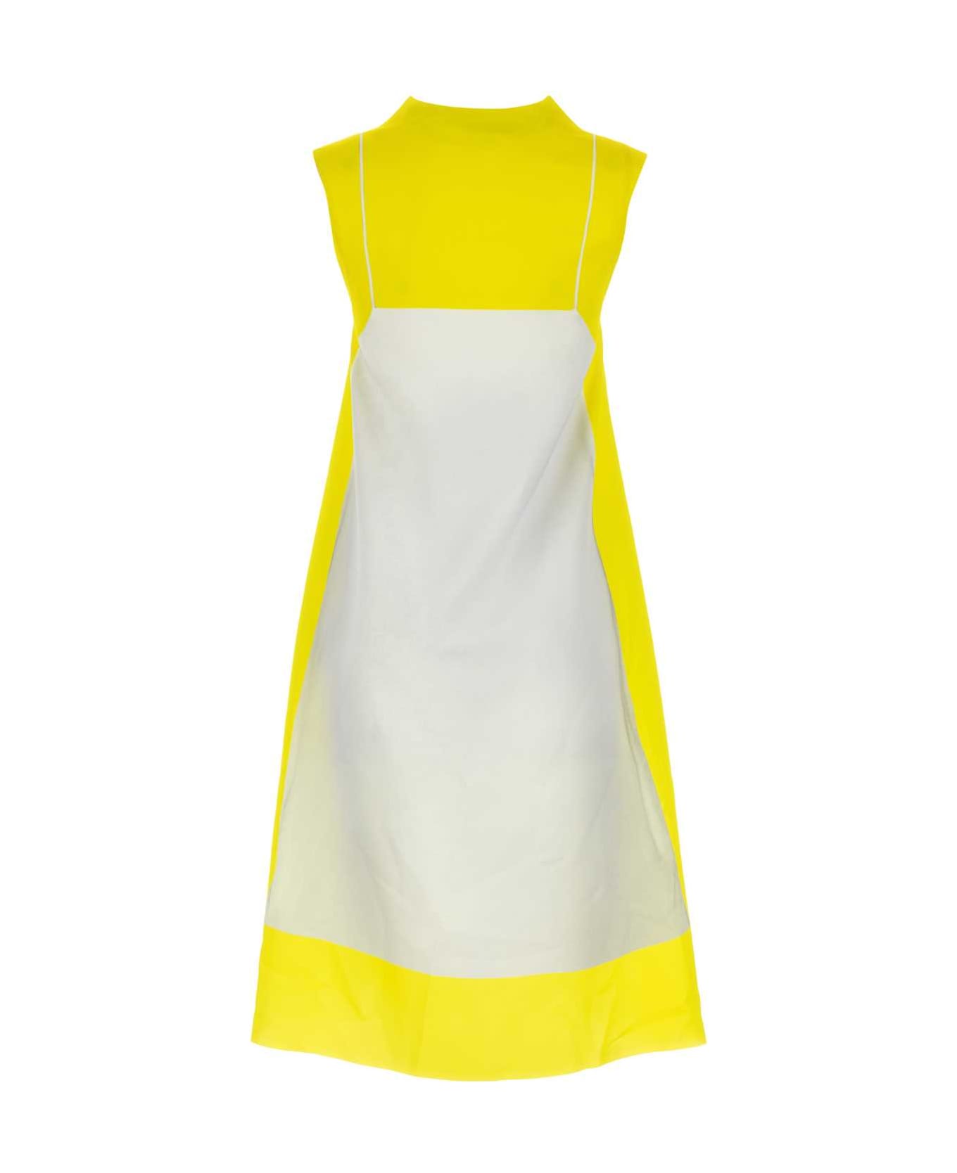 Loewe Printed Tech Satin Dress - YELLOWGREY ワンピース＆ドレス